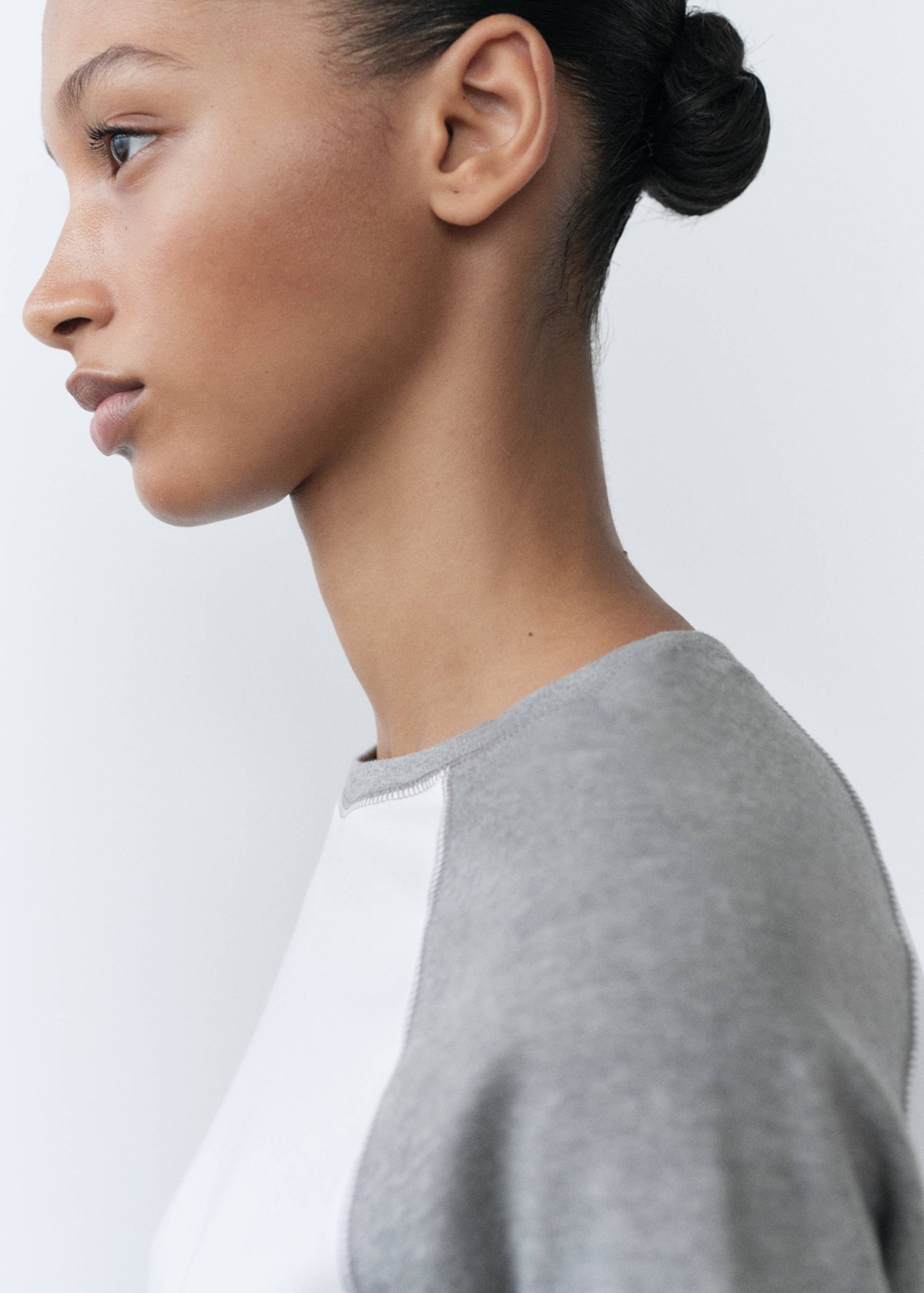 对比色长袖T恤 - null