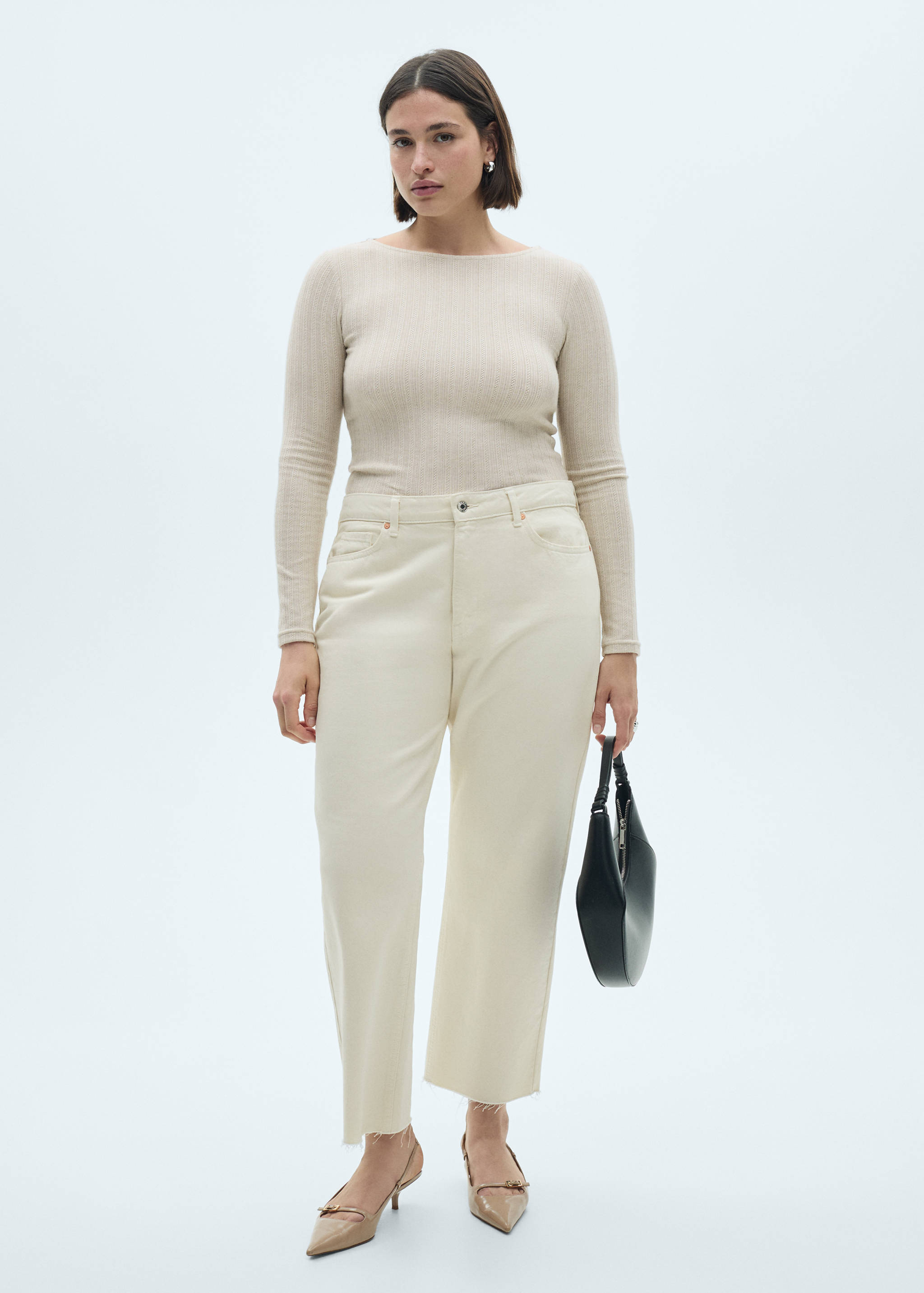 Long-sleeved pointelle t-shirt - Details of the article 3