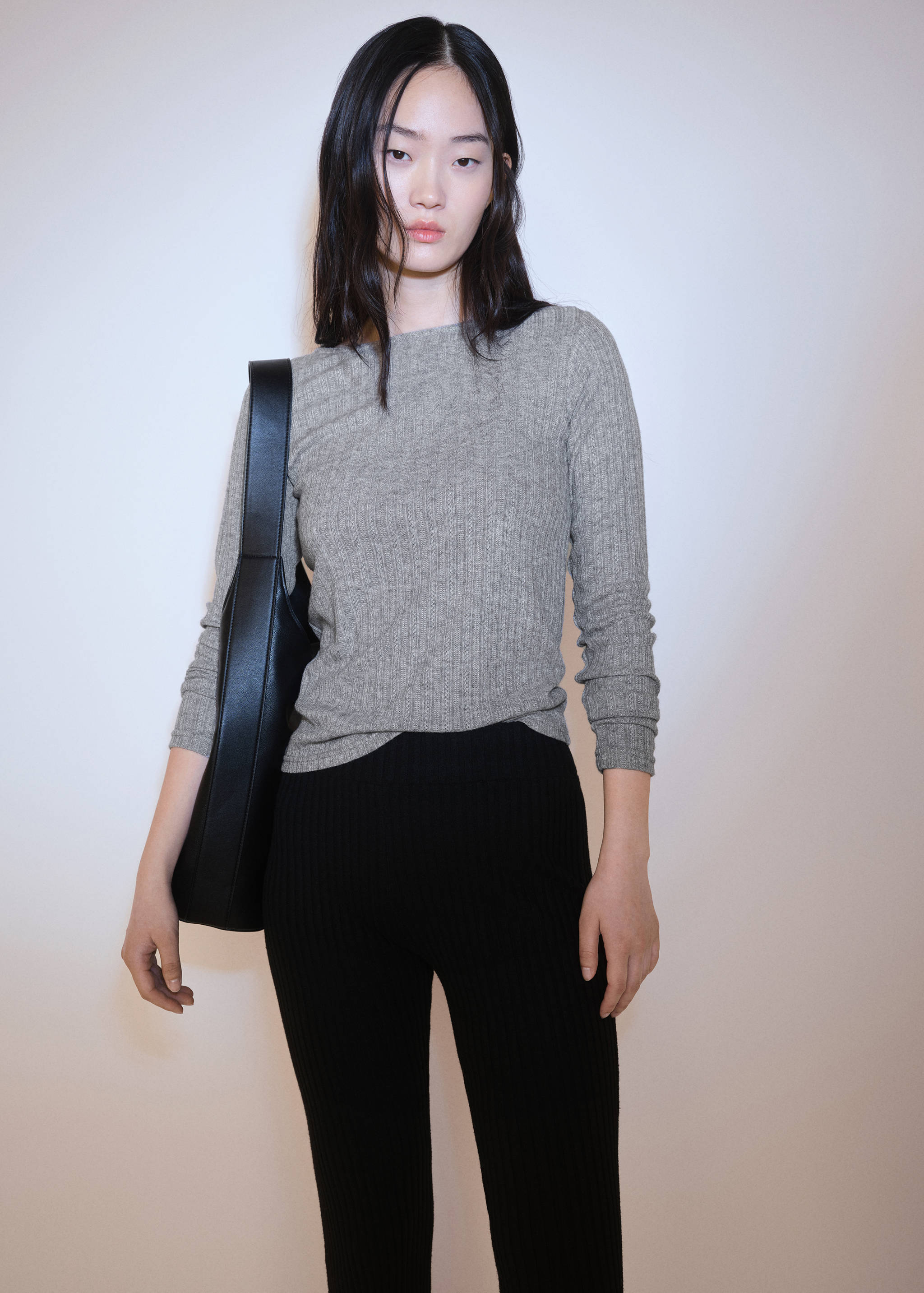 Long-sleeved pointelle t-shirt - Medium plane