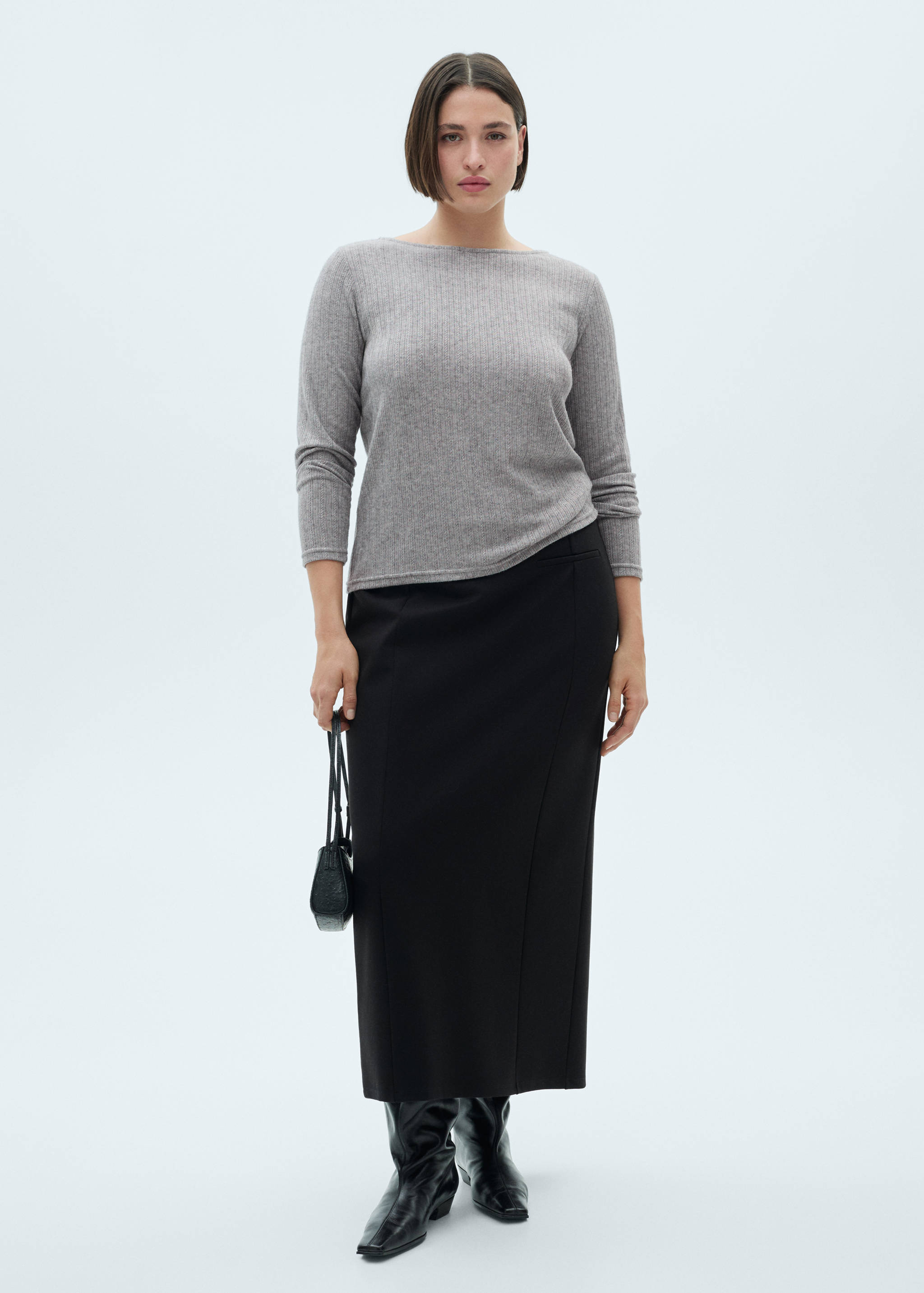 Long-sleeved pointelle t-shirt - Details of the article 3