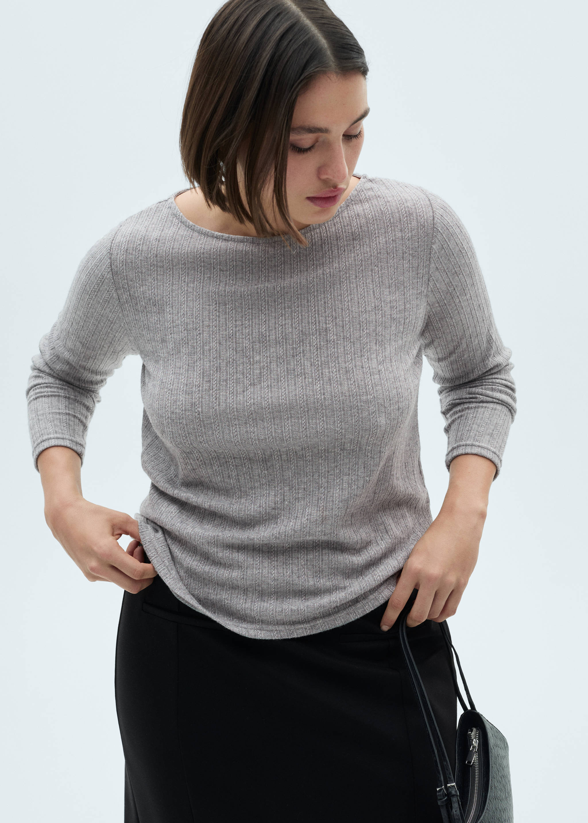 Long-sleeved pointelle t-shirt - Details of the article 5