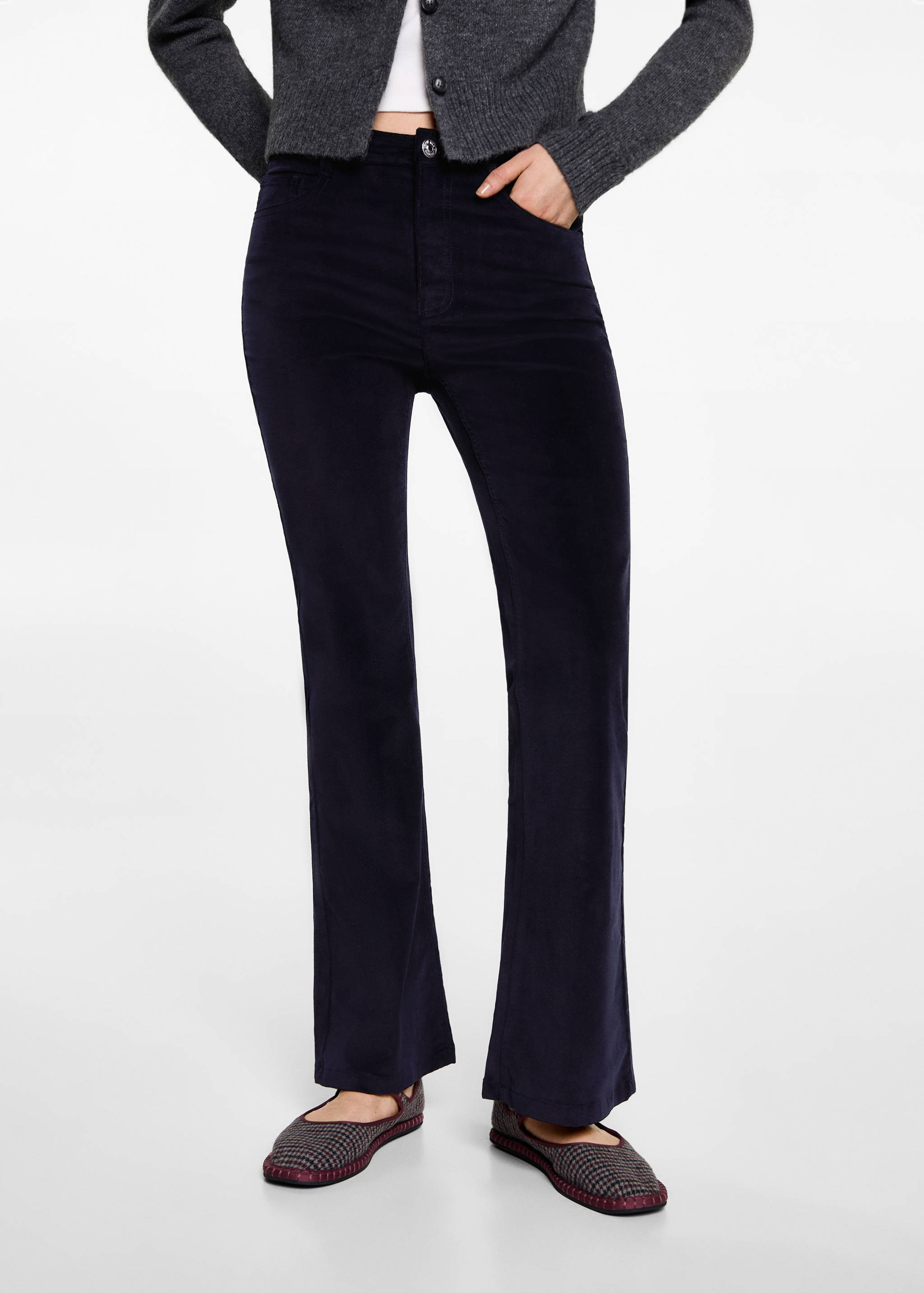 Flared velvet trousers - Medium plane