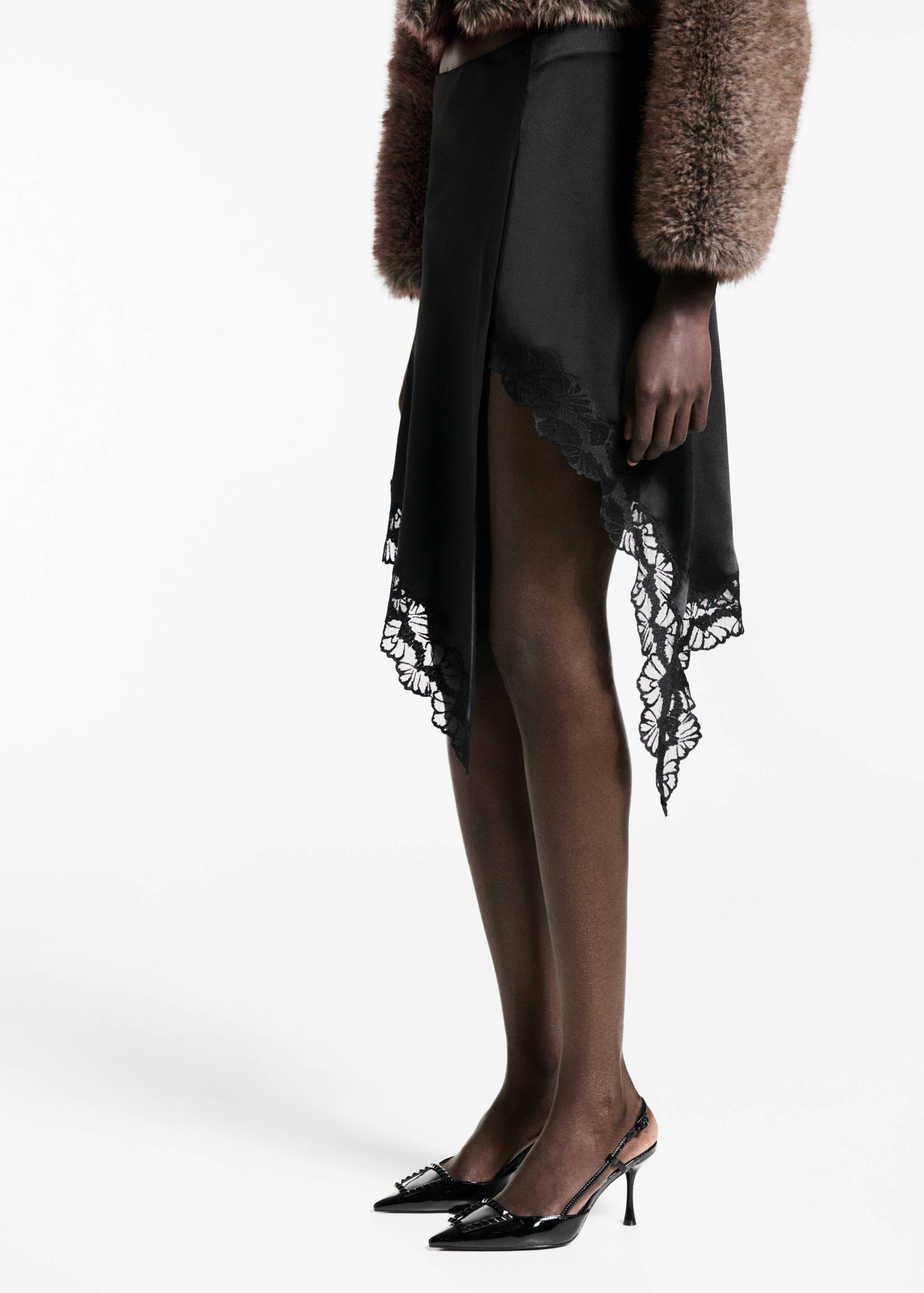 Satin asymmetric skirt - Medium plane