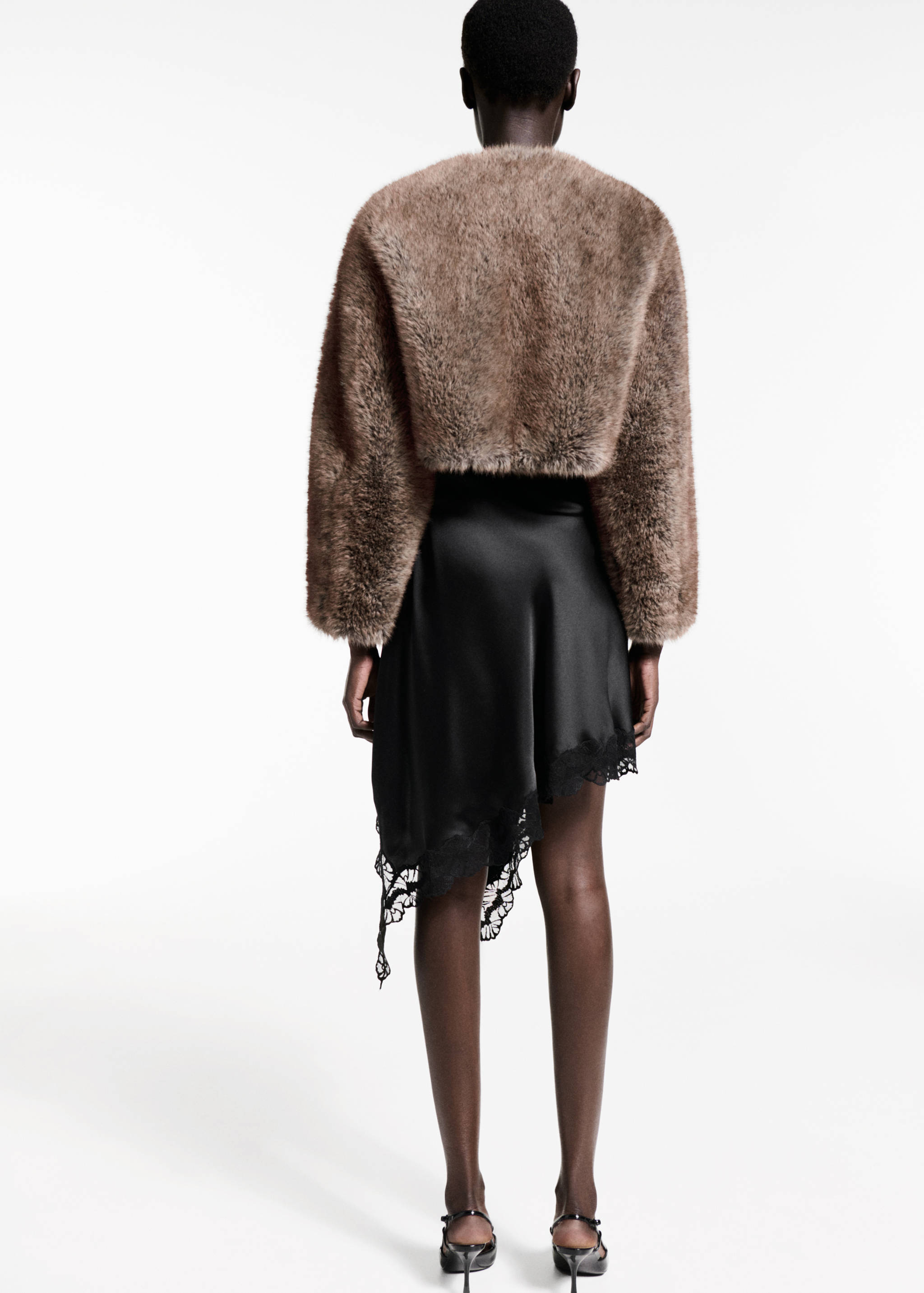 Satin asymmetric skirt - Reverse of the article