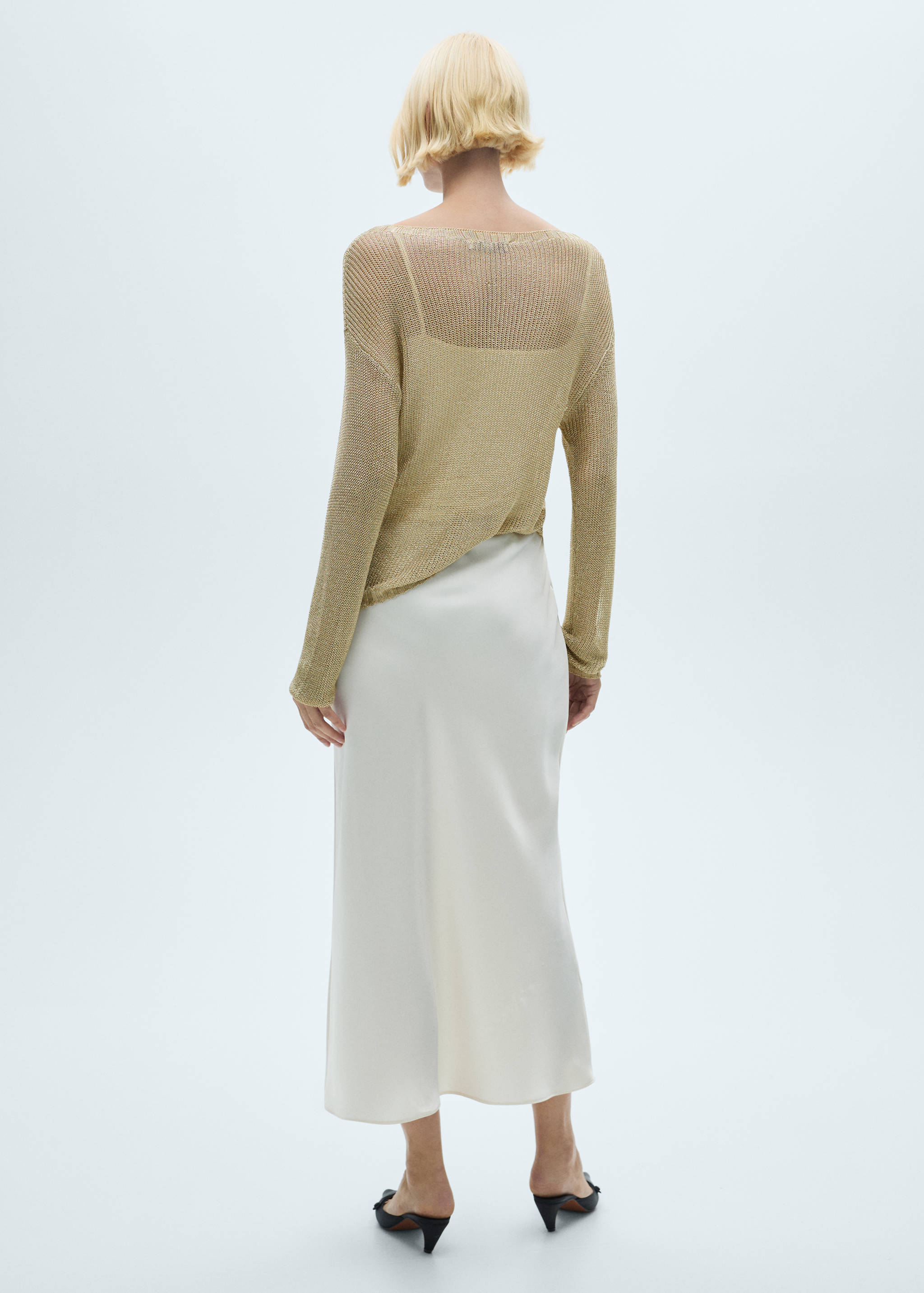 船型领金银线毛衣 - null