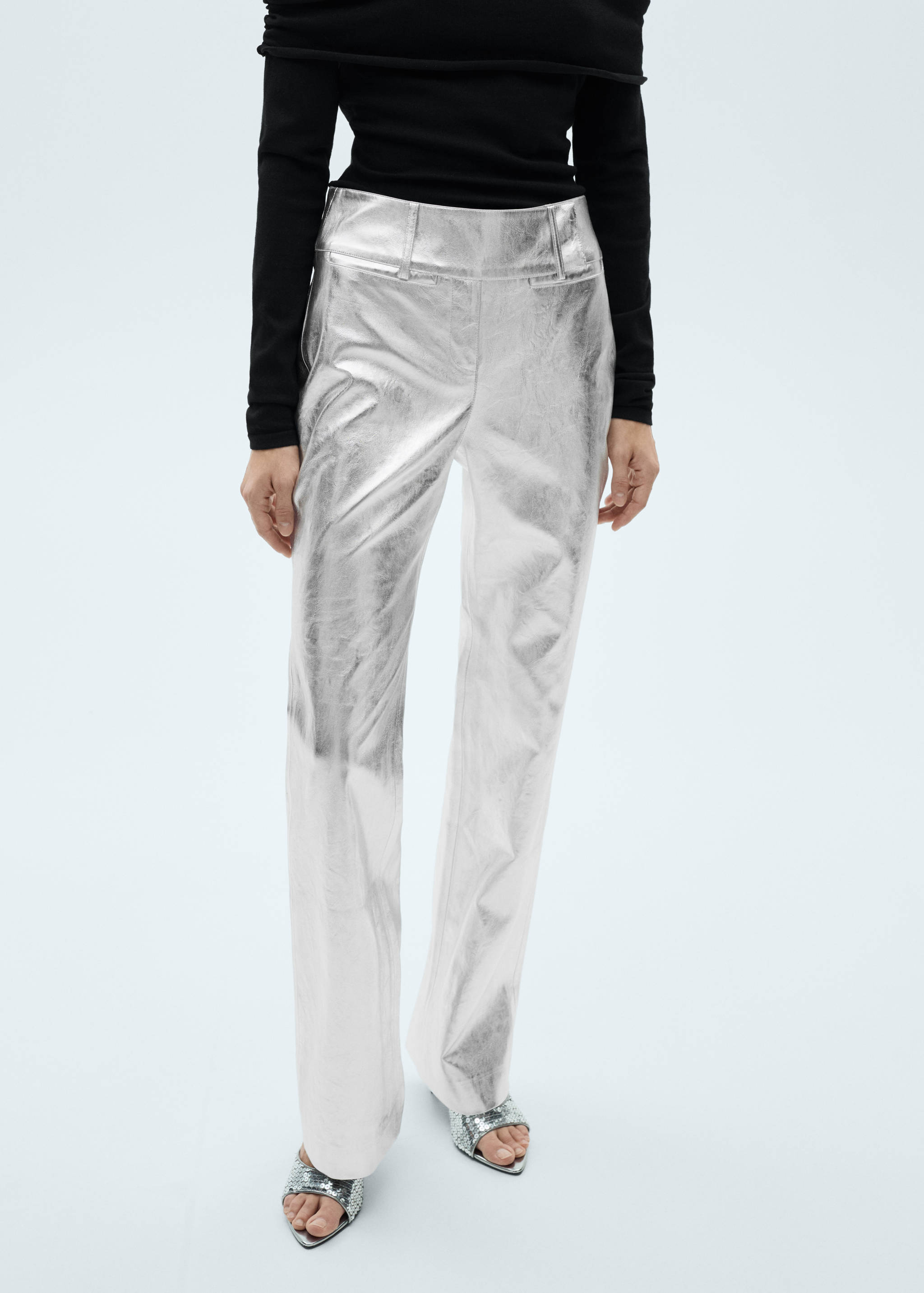 Metallic straight-fit pants - Medium plane