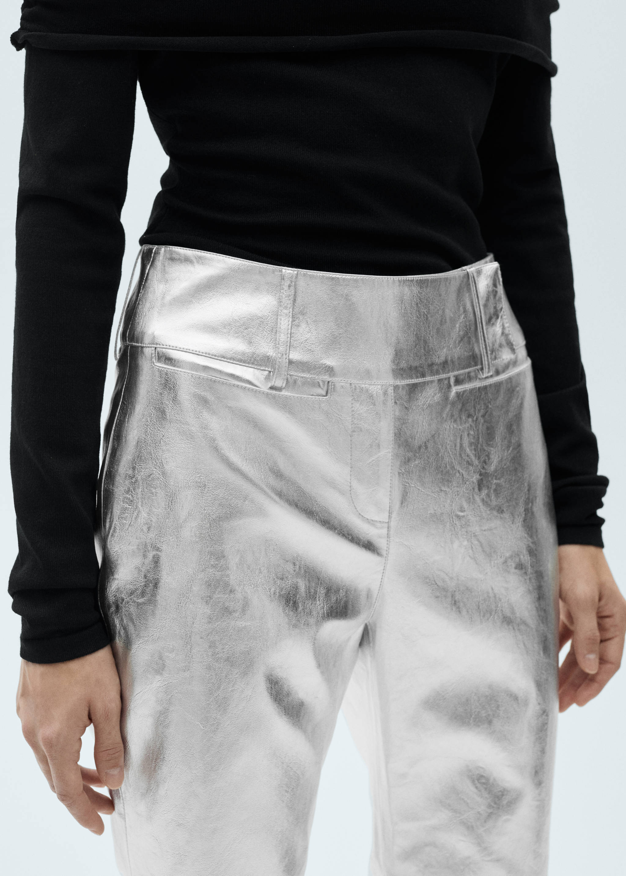 Metallic straight-fit pants - Details of the article 1