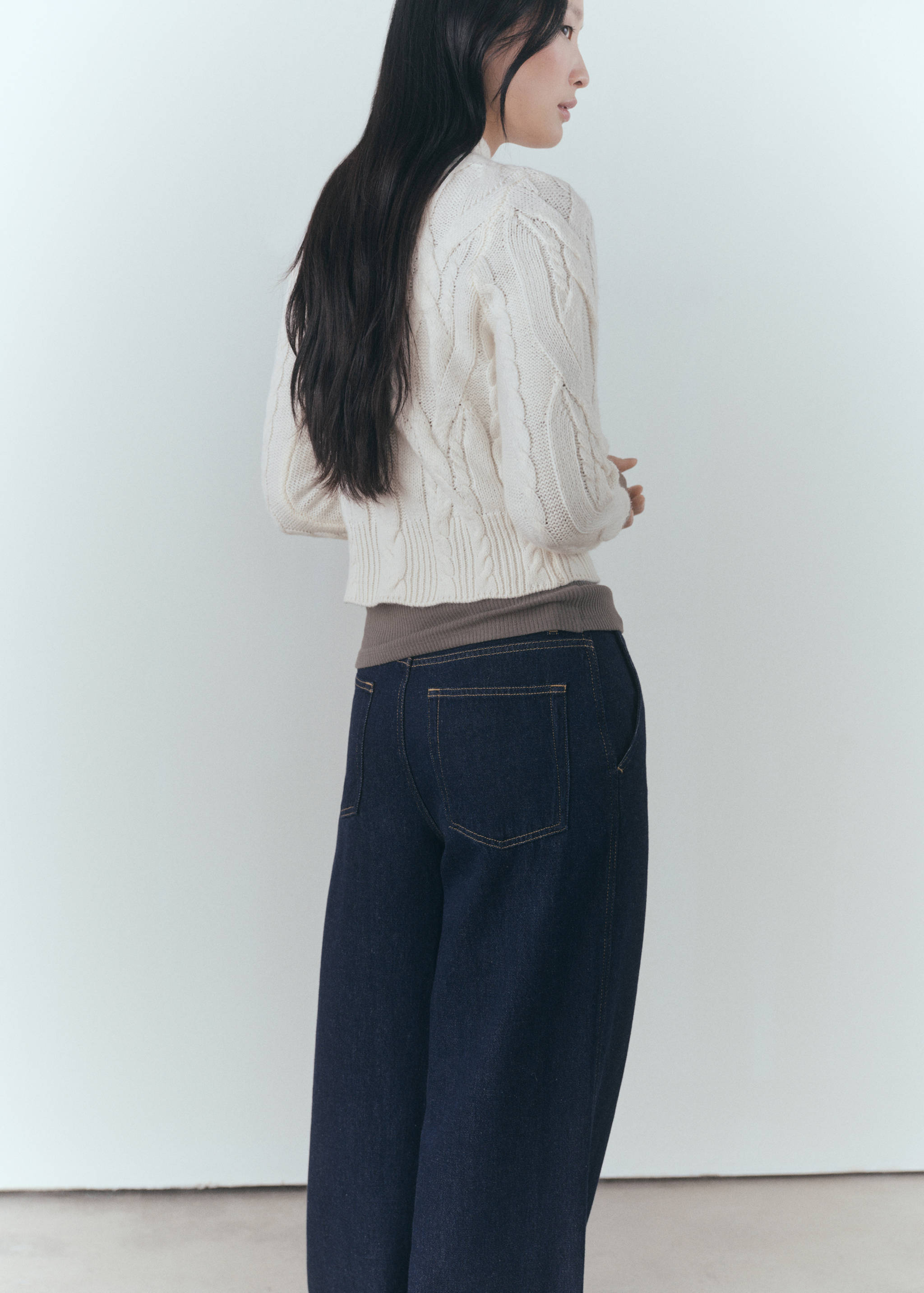 Braided sweater with perkins neck - Reverse of the article