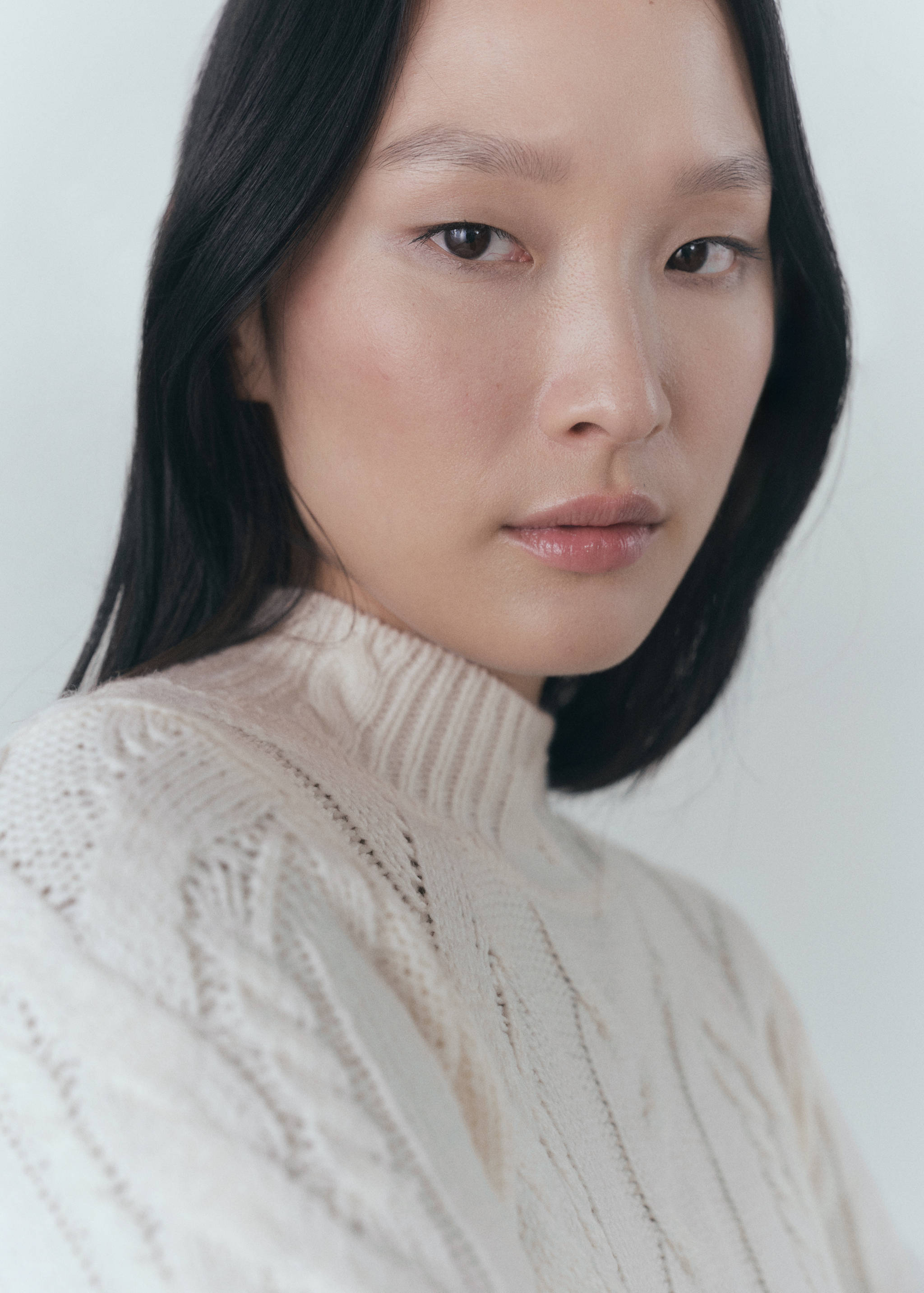 Braided sweater with perkins neck - Details of the article 1