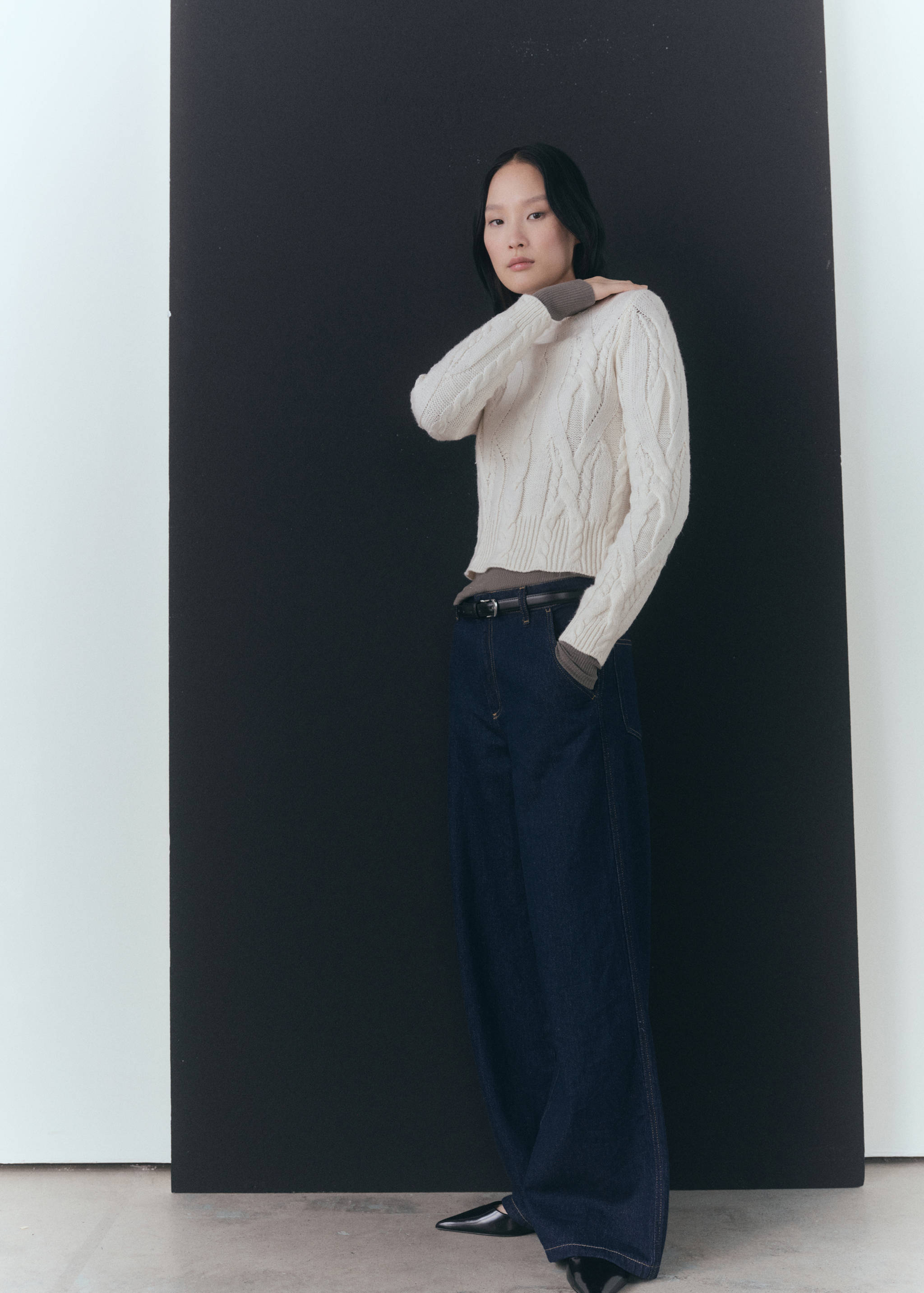 Braided sweater with perkins neck - Details of the article 2