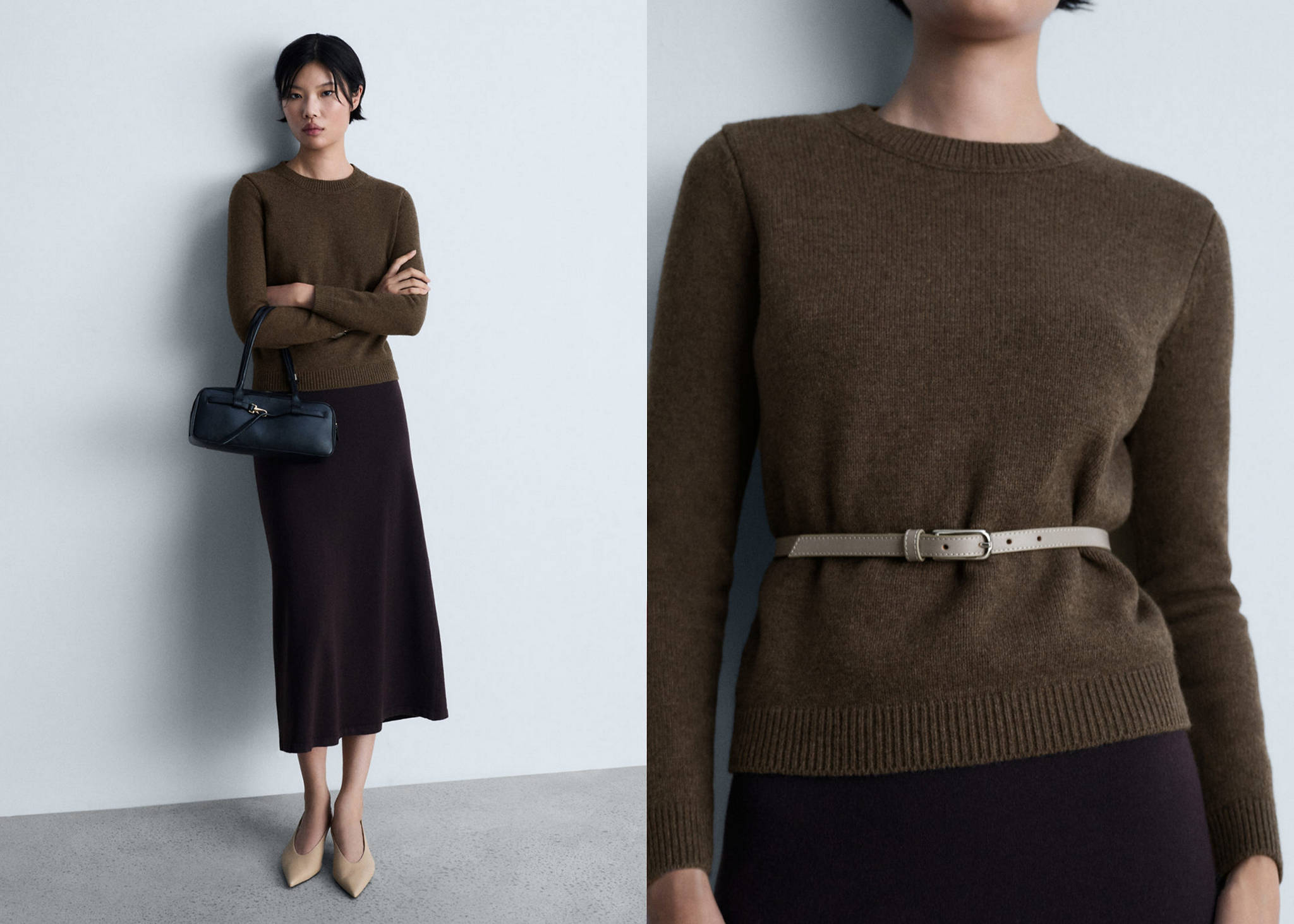 Rounded neck wool sweater - Panoramic plane