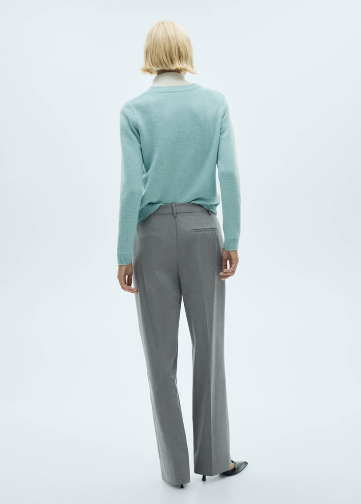 Rounded neck wool sweater — Sky Blue