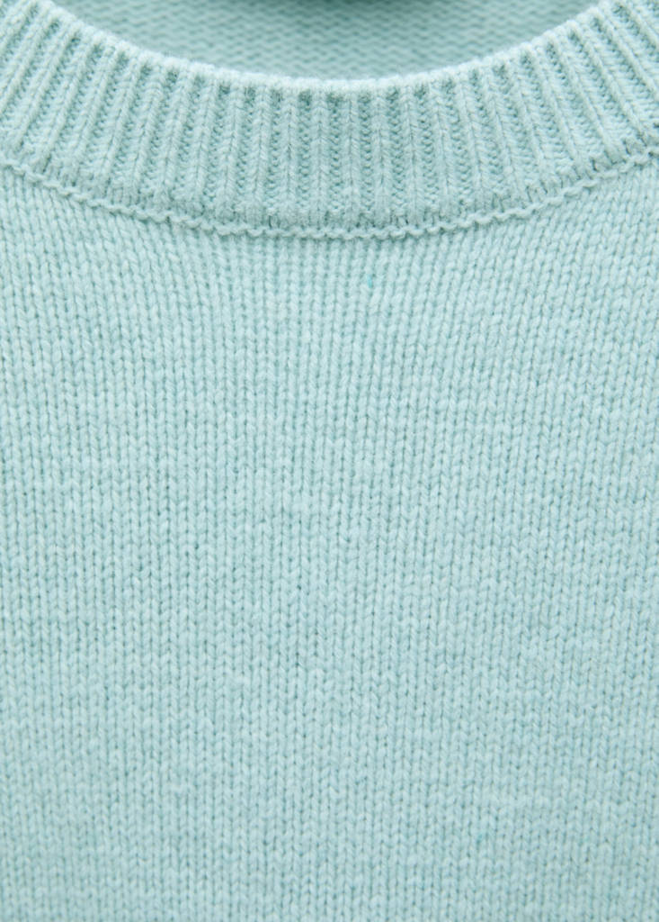 Rounded neck wool sweater — Sky Blue