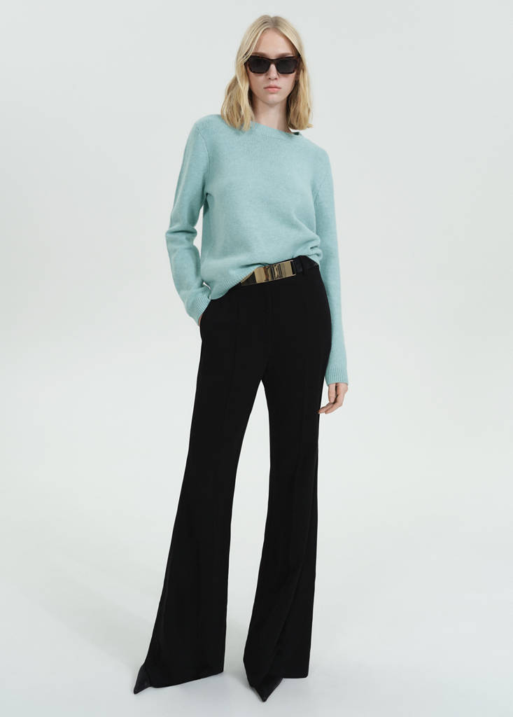 Rounded neck wool sweater — Sky Blue