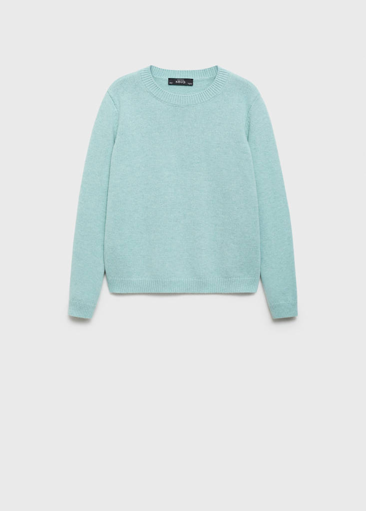 Rounded neck wool sweater — Sky Blue