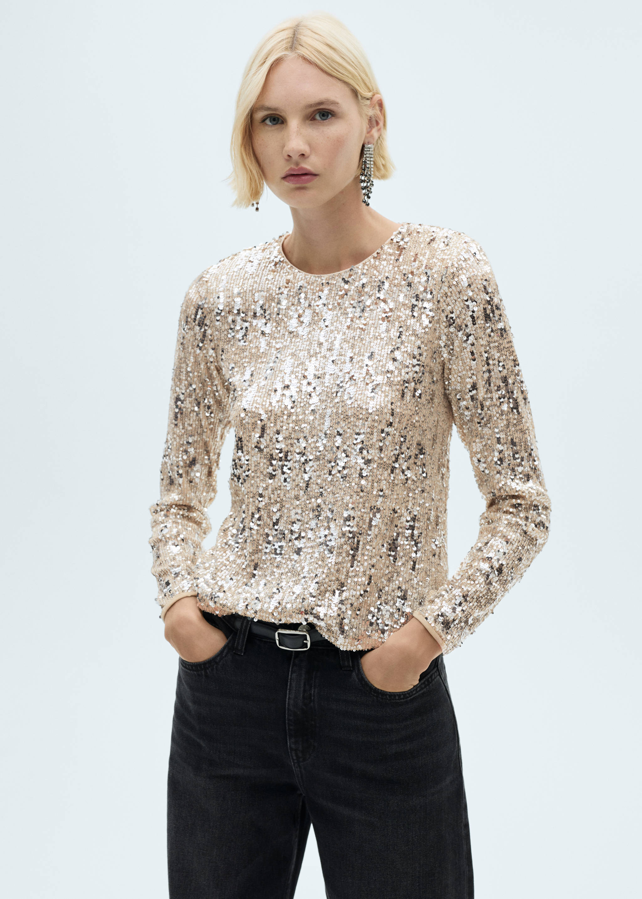 Long-sleeved t-shirt with sequins - Medium plane