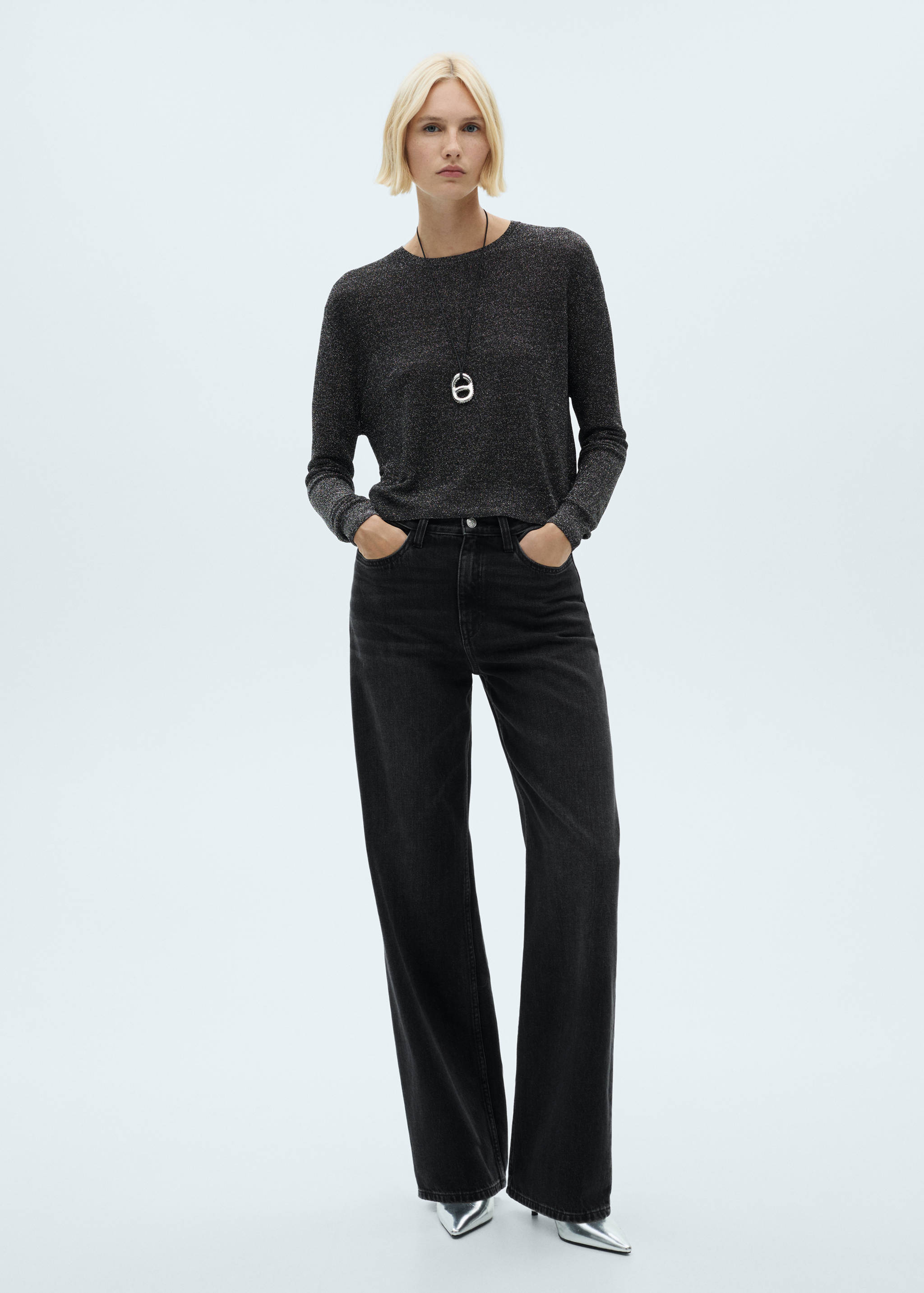 Crewneck lurex sweater - General plane