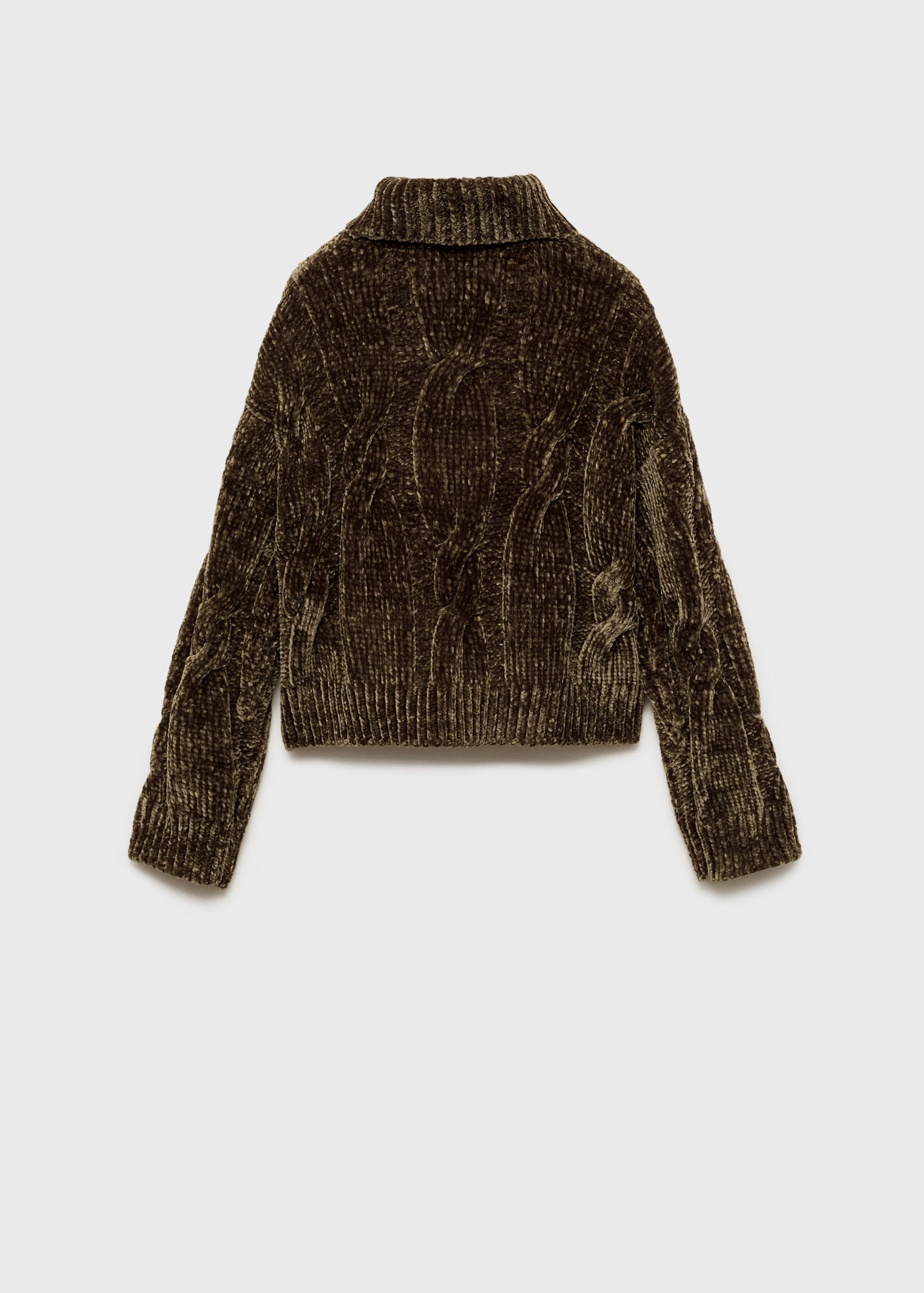 高领编织雪尼尔毛衣 - null