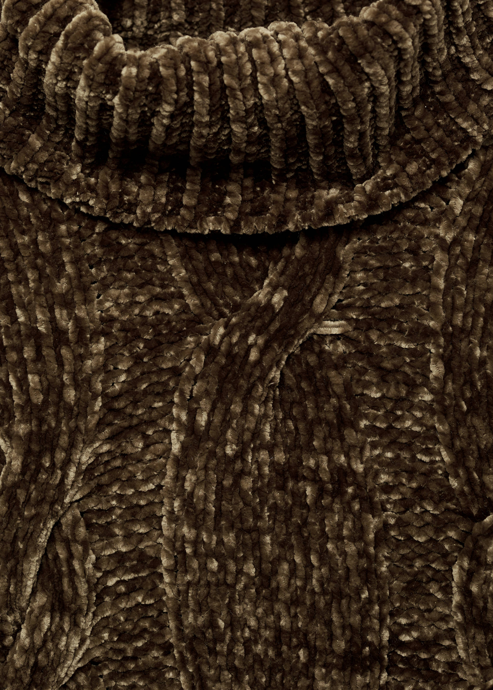 高领编织雪尼尔毛衣 - null