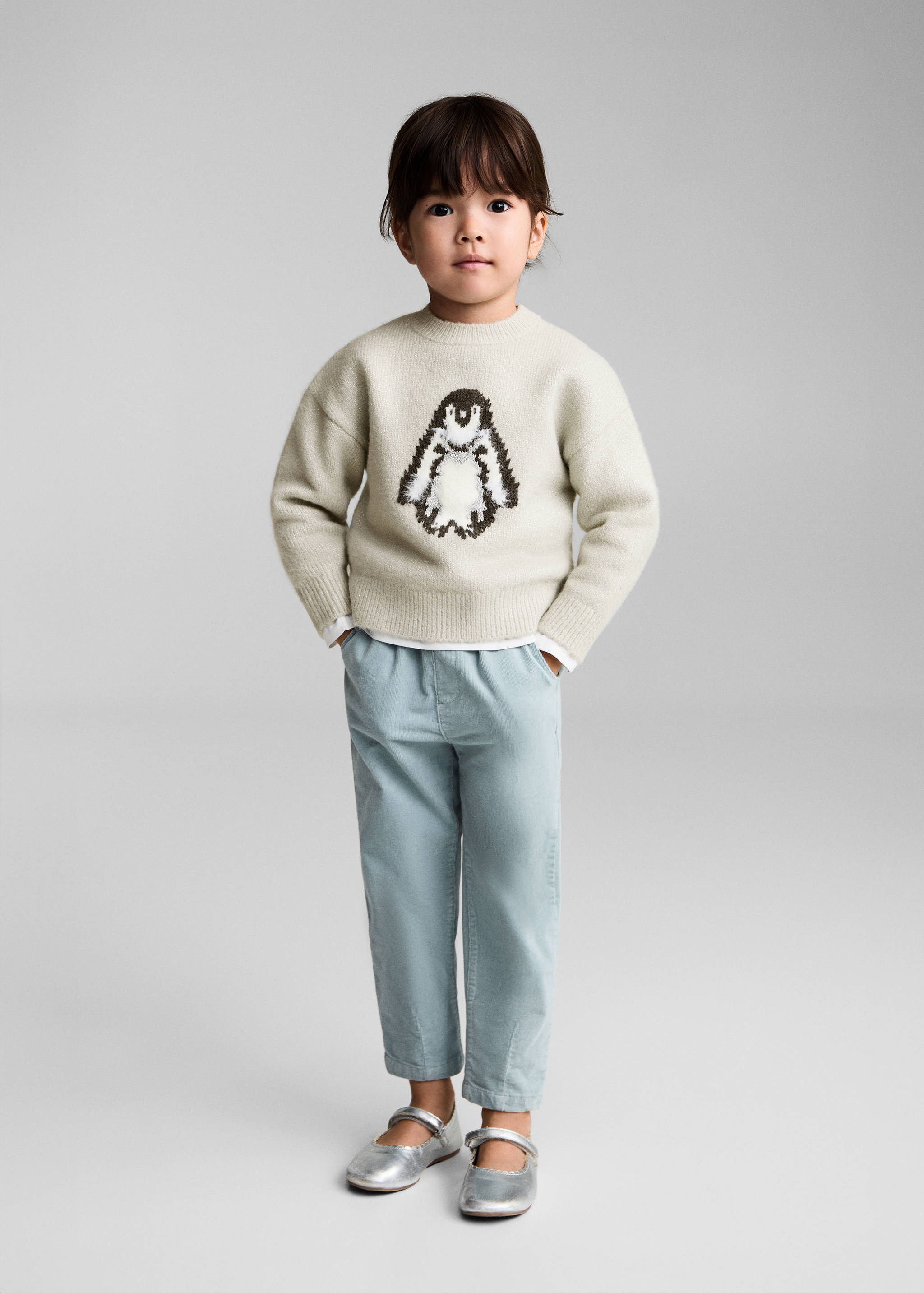 Penguin embroidered knit sweater - General plane