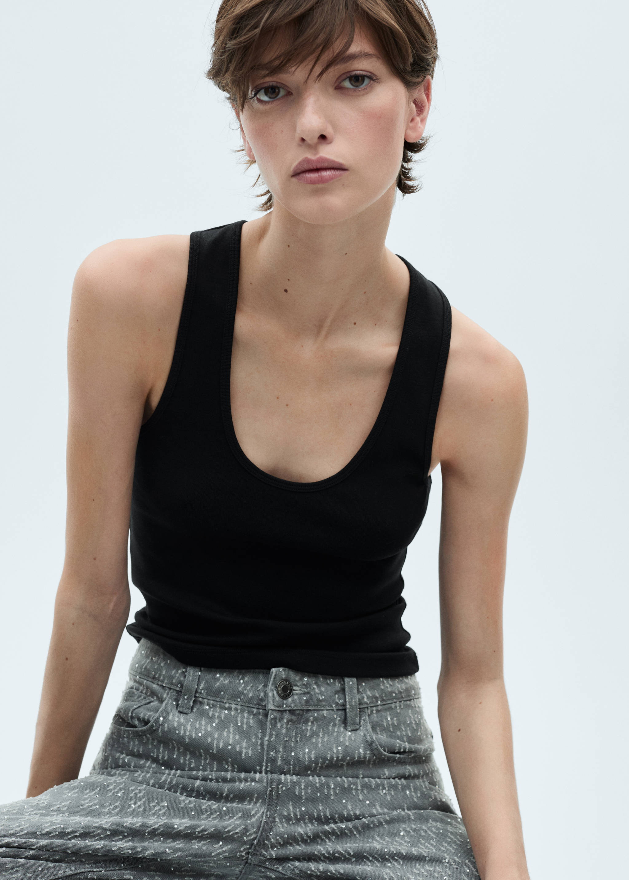 Top cotó tirants amples - Pla mig