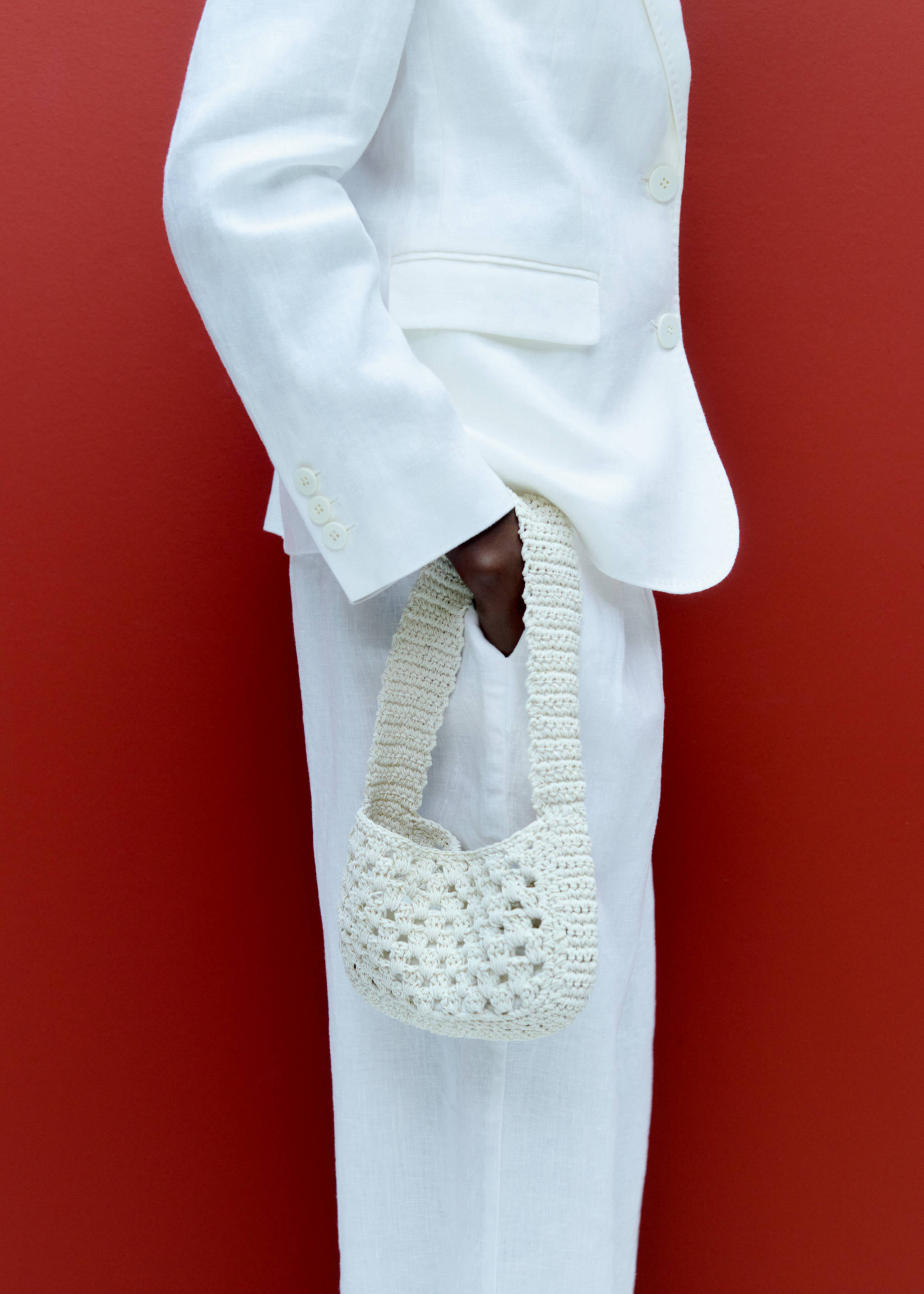Bolso mano crochet - Plano general, Crudo. Ref: 77010246-00.