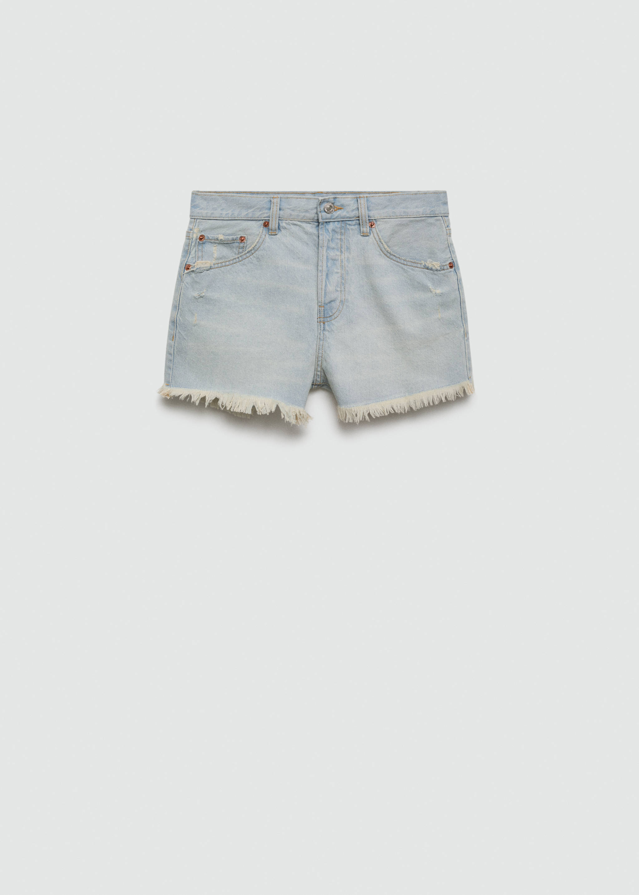 Denim shorts with frayed hem - Article without model