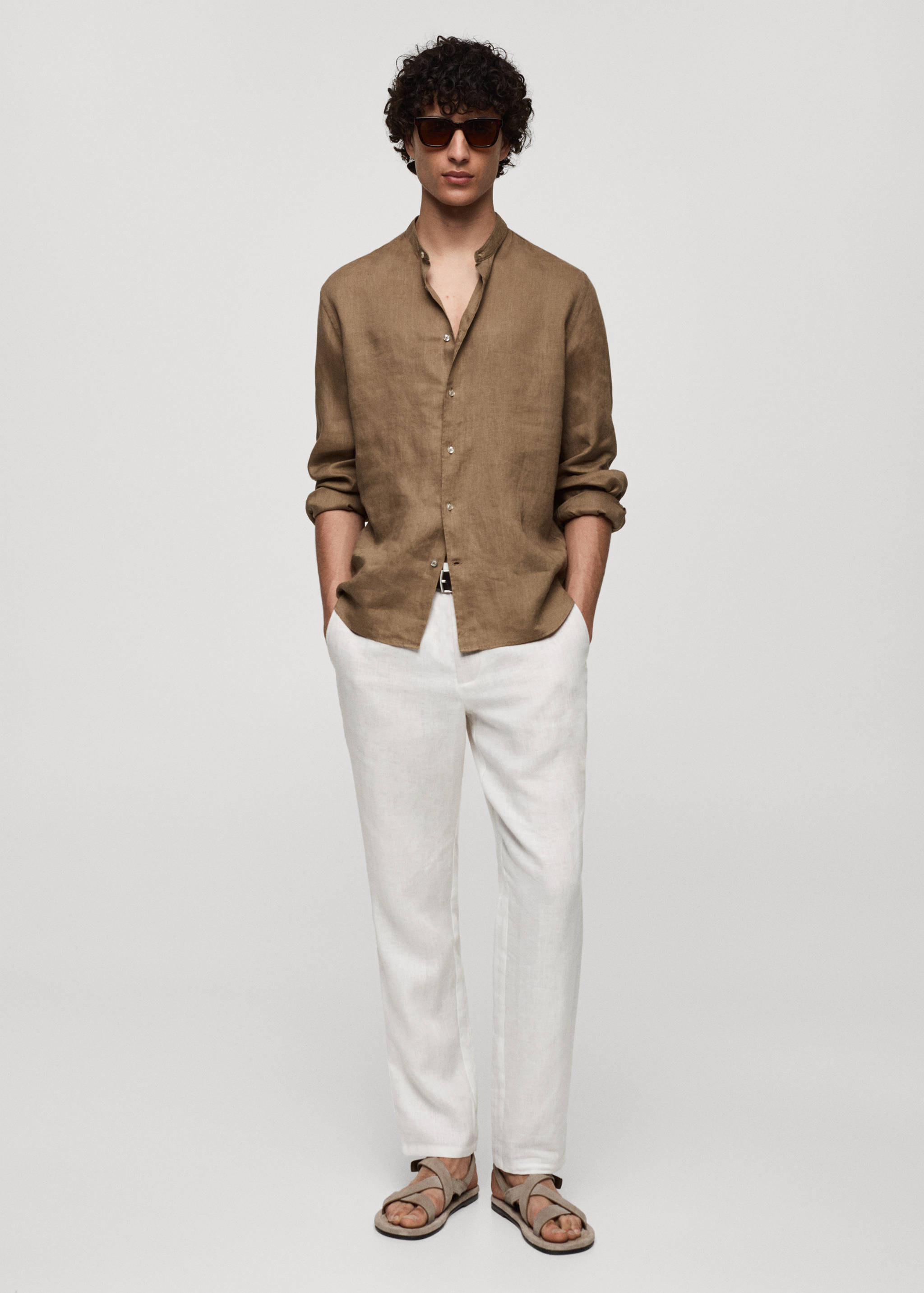 100% linen Mao collar shirt - General plane