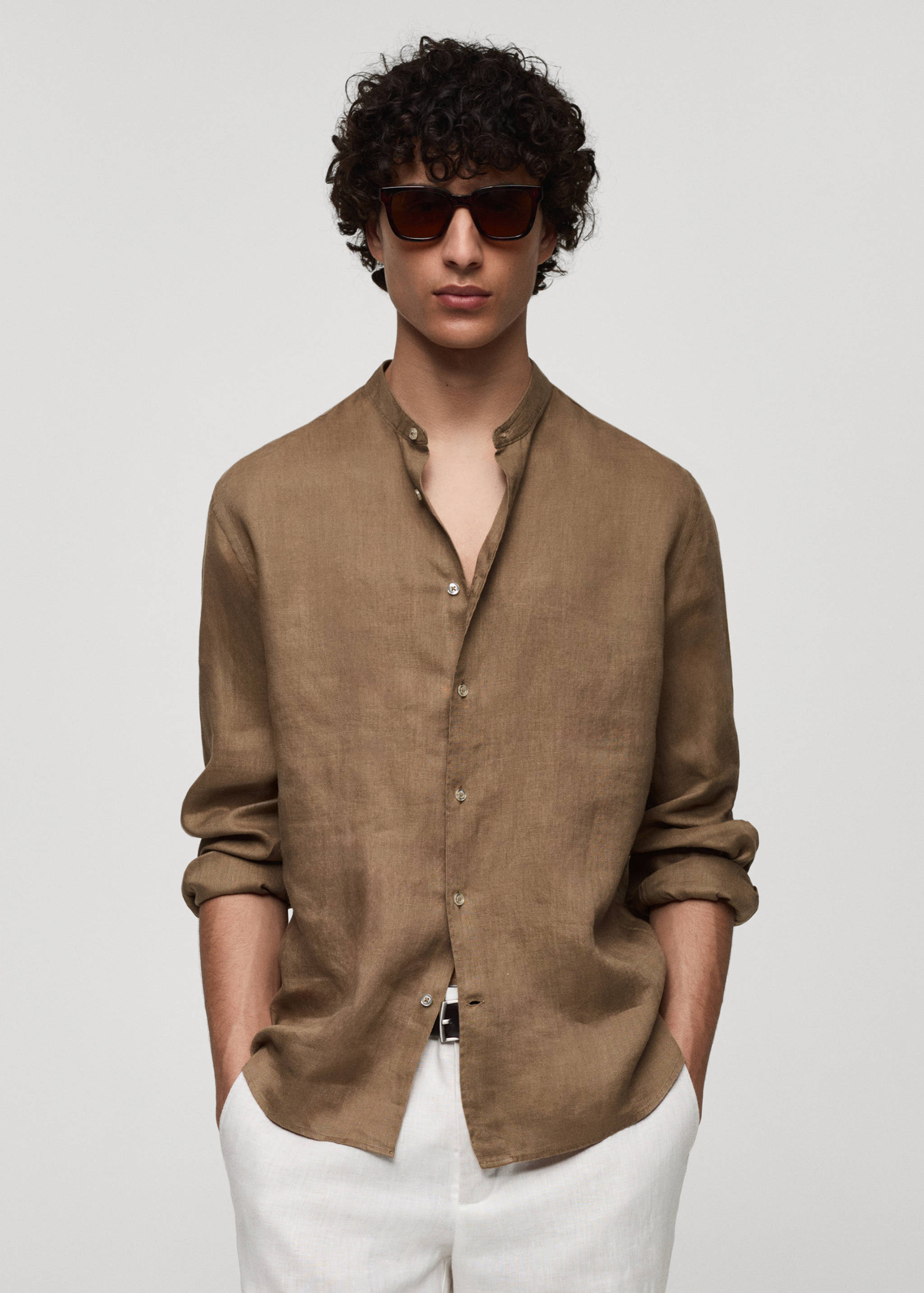 100% linen Mao collar shirt - Medium plane