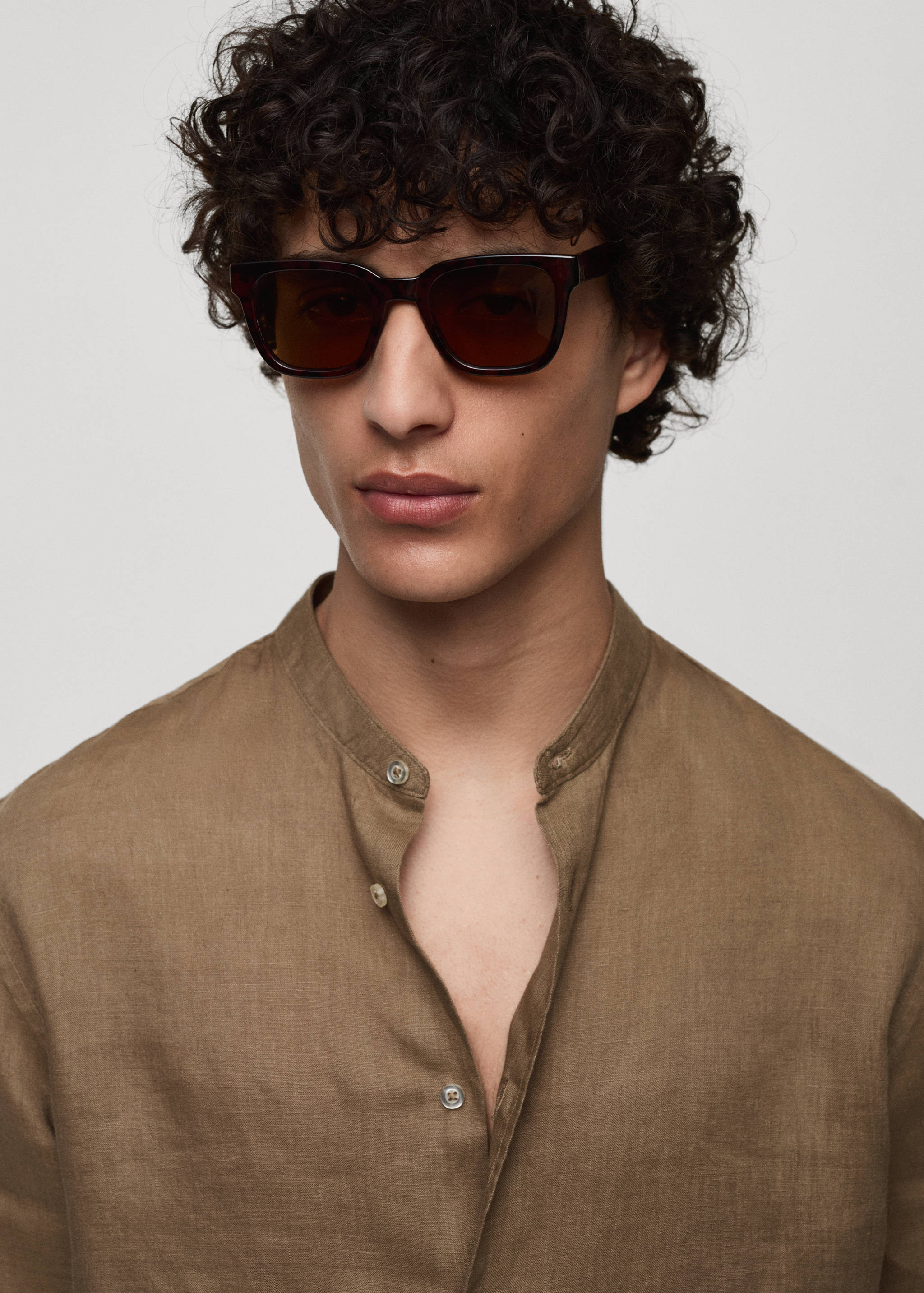 100% linen Mao collar shirt - Details of the article 1