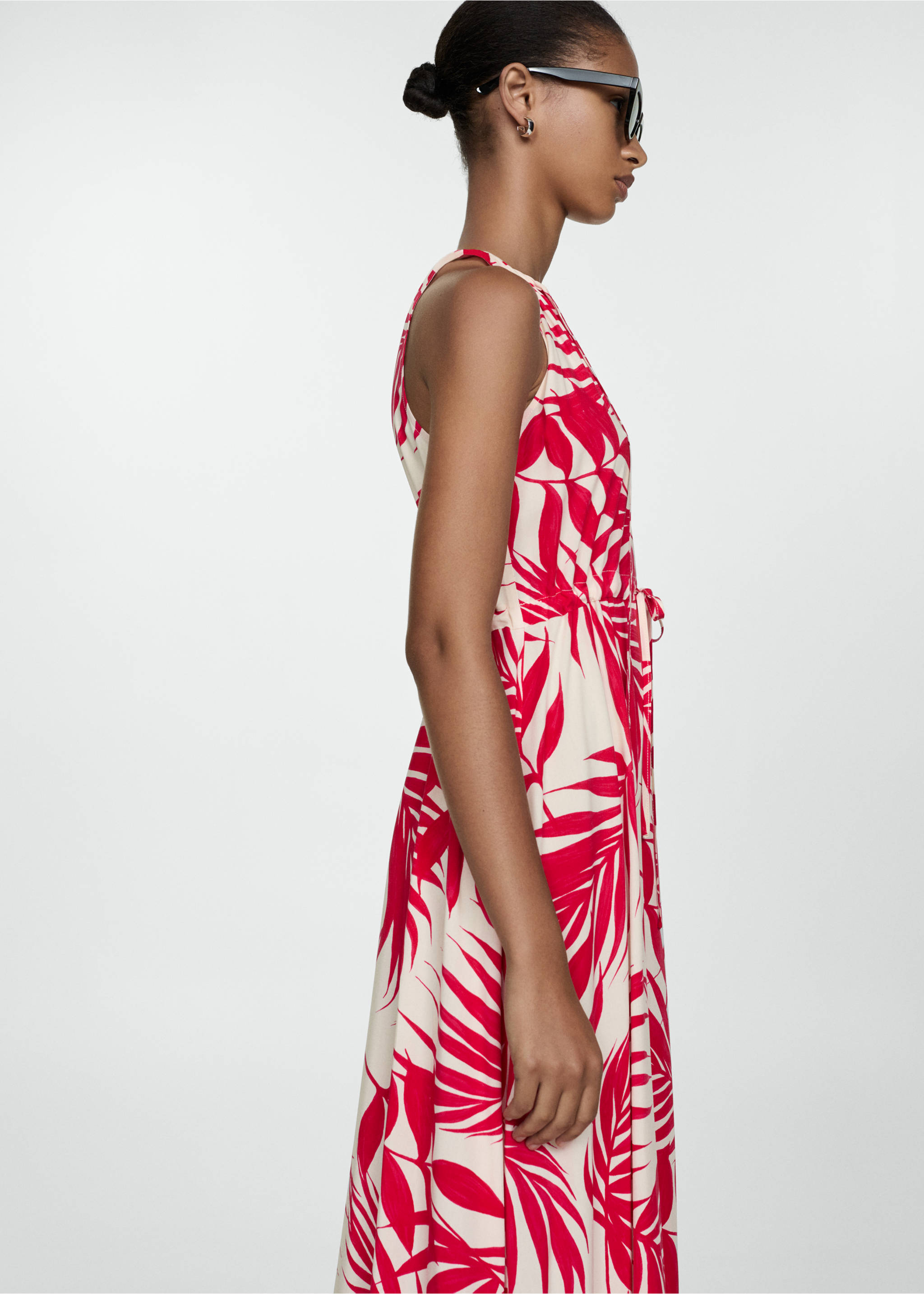 Vestido lazos estampado - Plano medio, Rojo. Ref: 77010347-00.