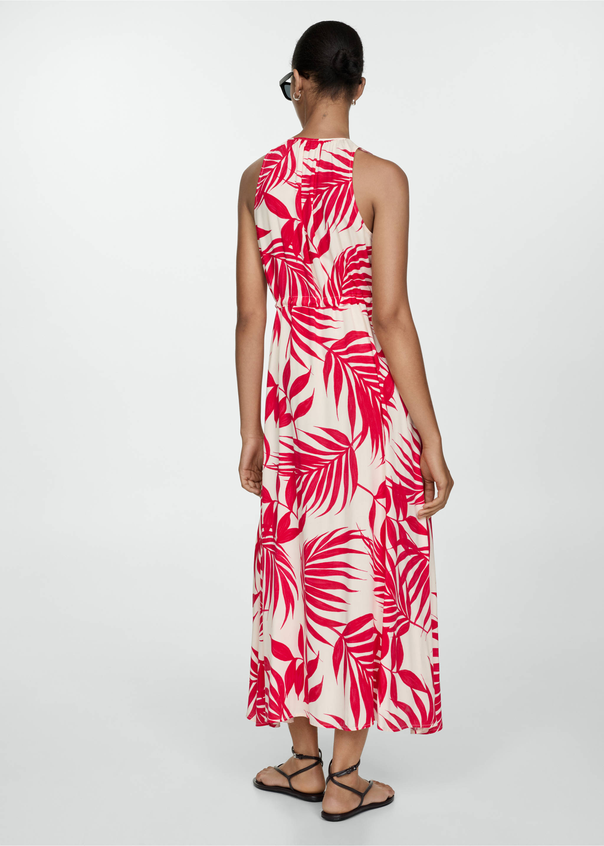 Vestido lazos estampado - Reverso del artículo, Rojo. Ref: 77010347-00.