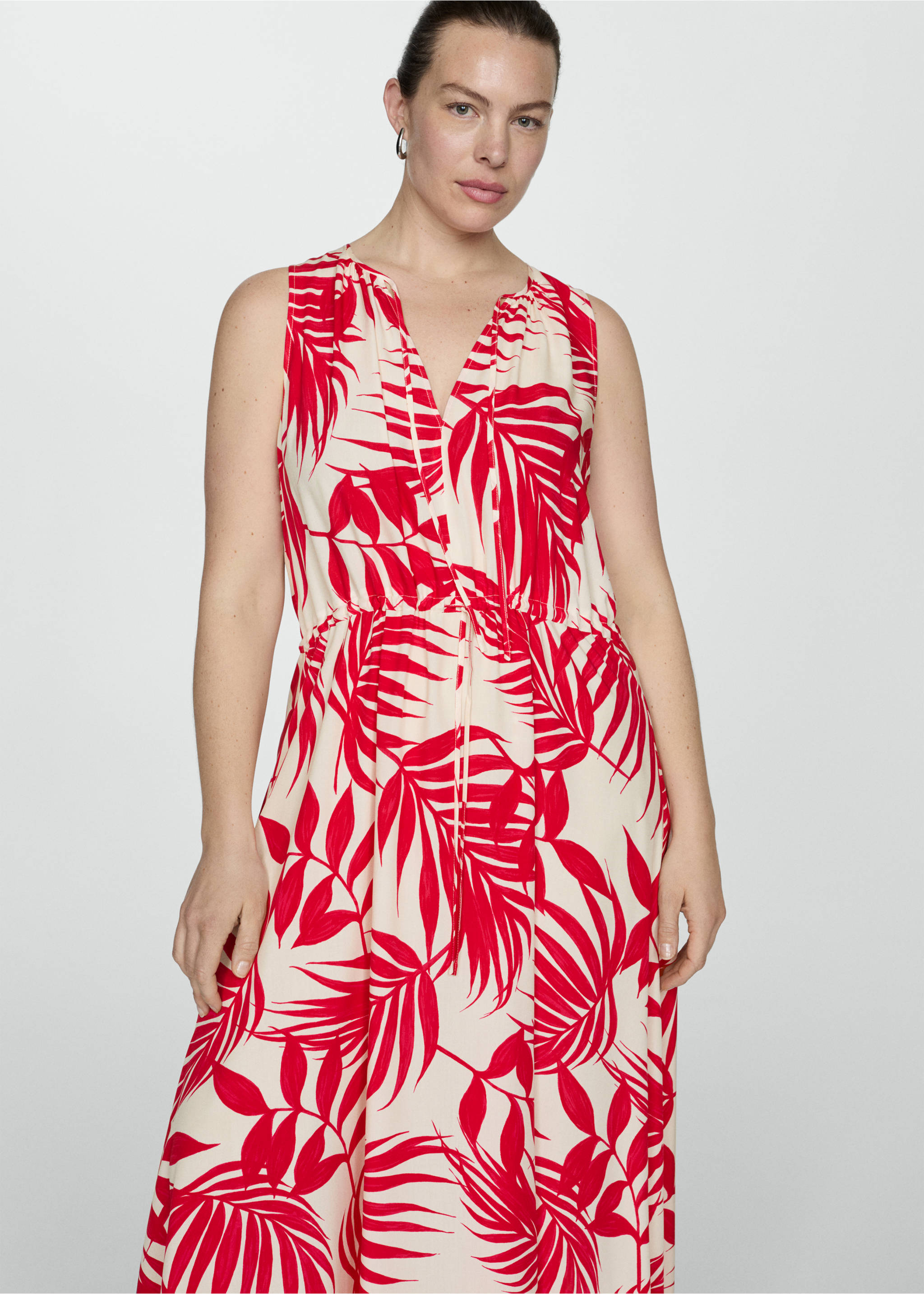Vestido lazos estampado - Detalle del artículo 5, Rojo. Ref: 77010347-00.