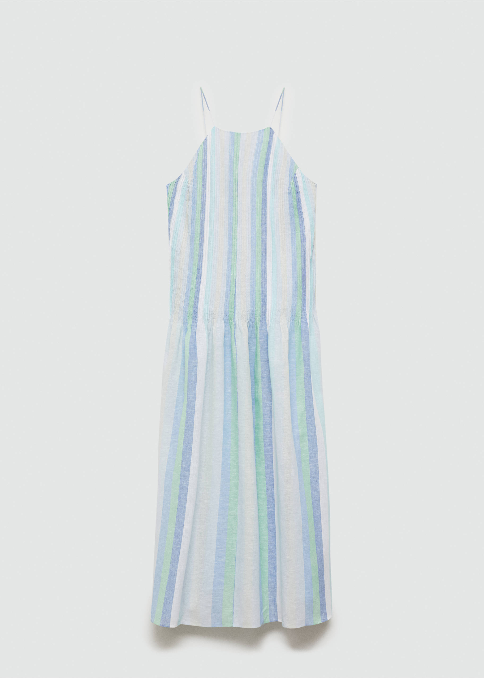 Striped linen dress - Article without model, Blue. Ref: 77010348-00.