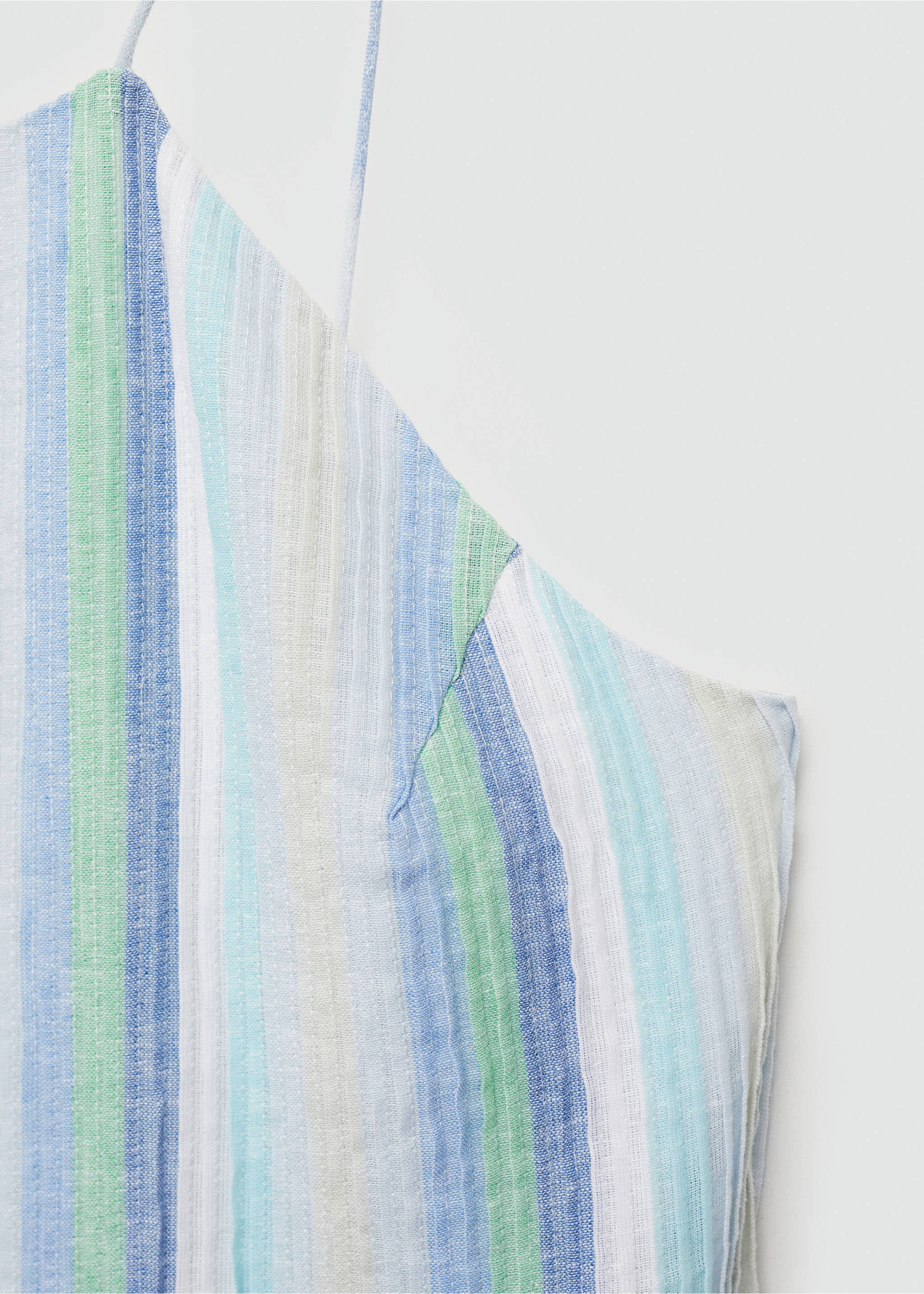 Striped linen dress - Details of the article 8, Blue. Ref: 77010348-00.