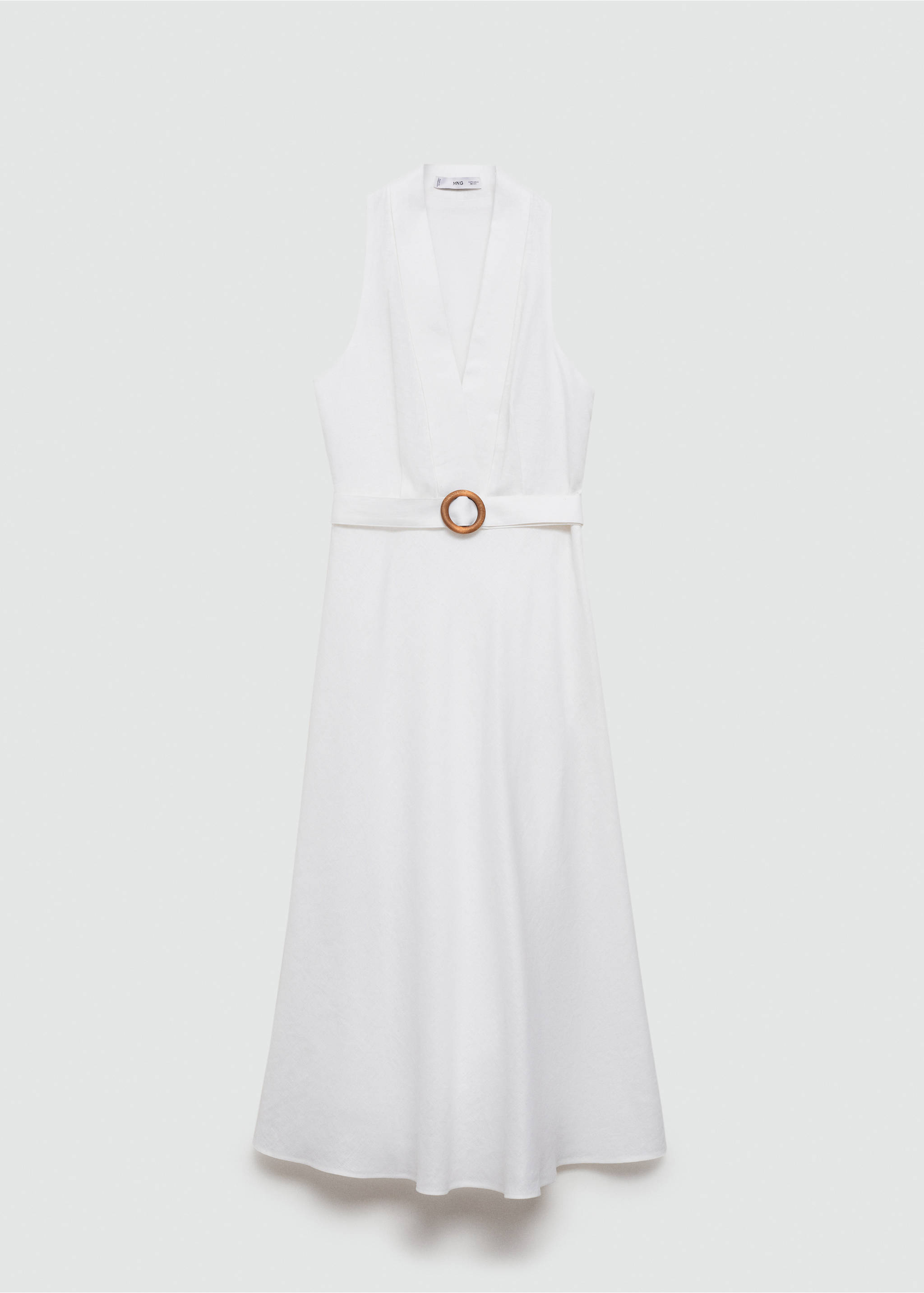 Vestido lino cinturón - Artículo sin modelo, Blanco roto. Ref: 77010349-00.