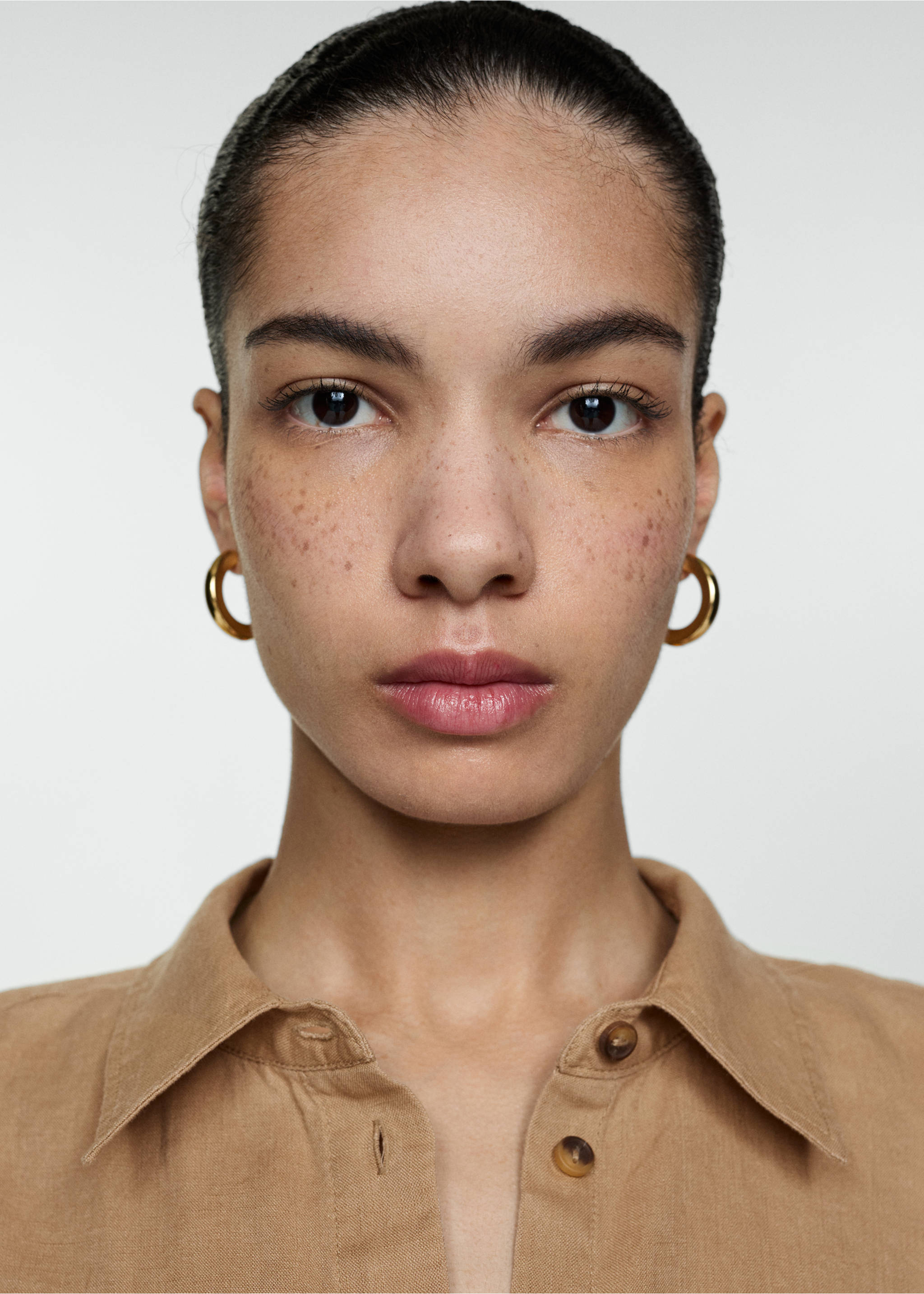 Chemise crop lin - Détail de l'article 1, Marron. Ref: 77010350-00.