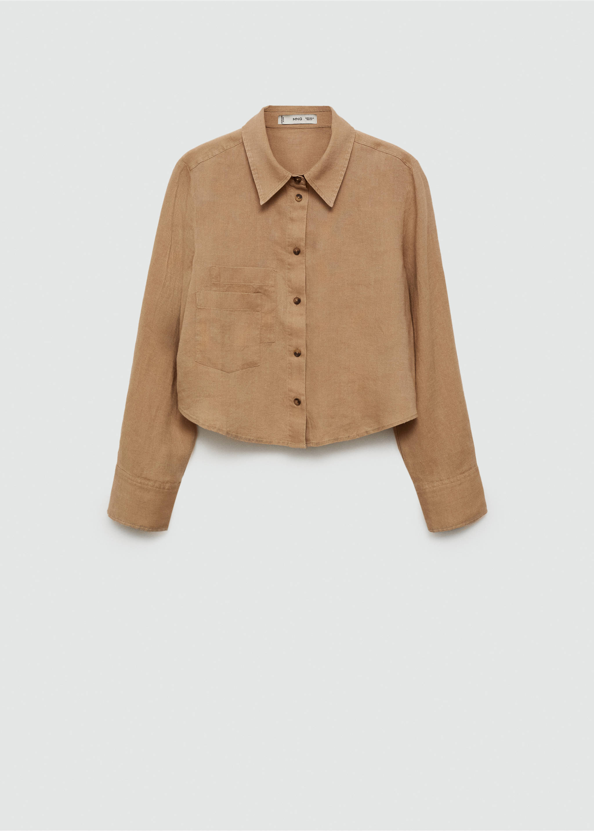 Chemise crop lin - Article sans modèle, Marron. Ref: 77010350-00.