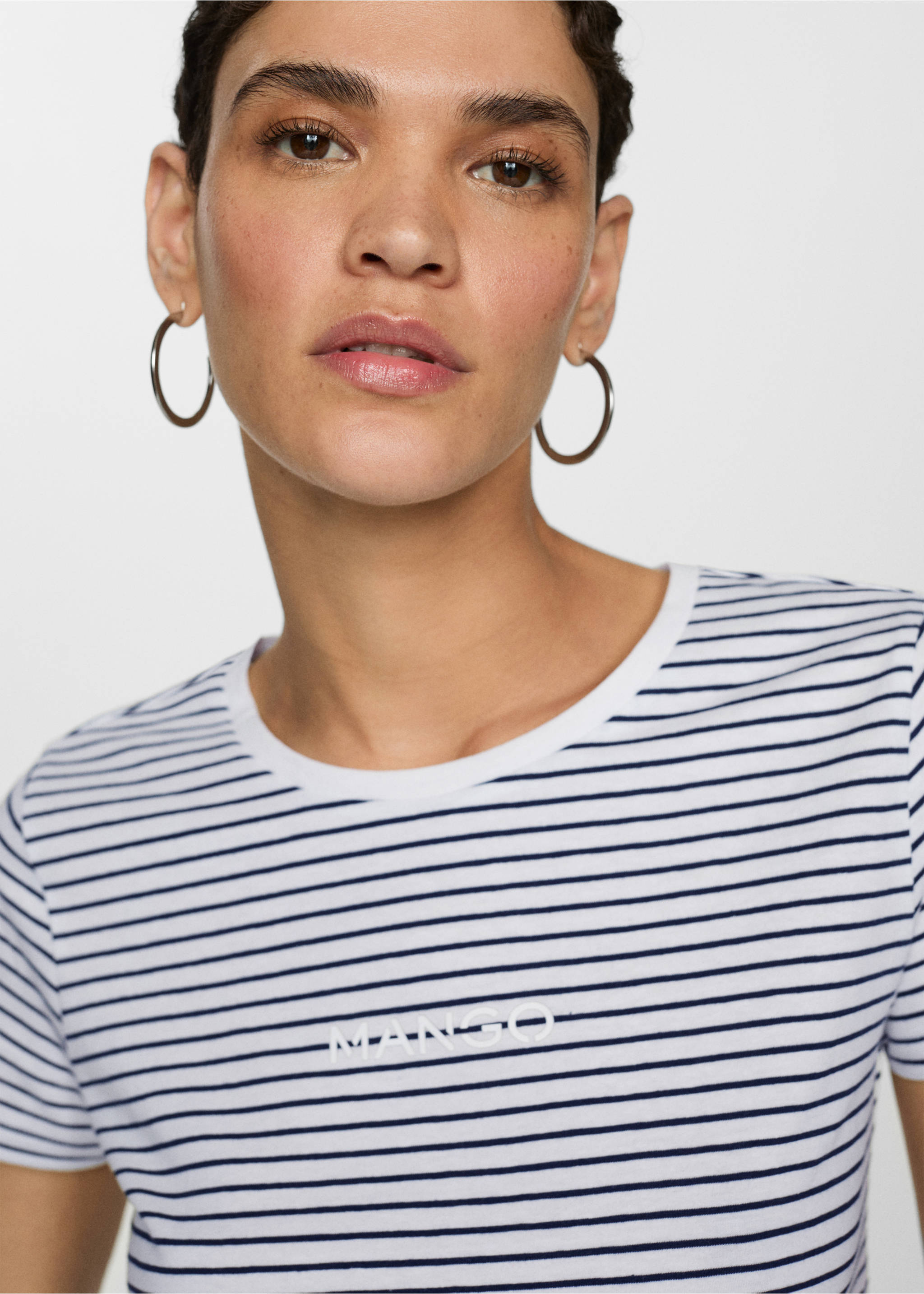 Striped logo T-shirt - Reverse of the article, Navy. Ref: 77010355-00.