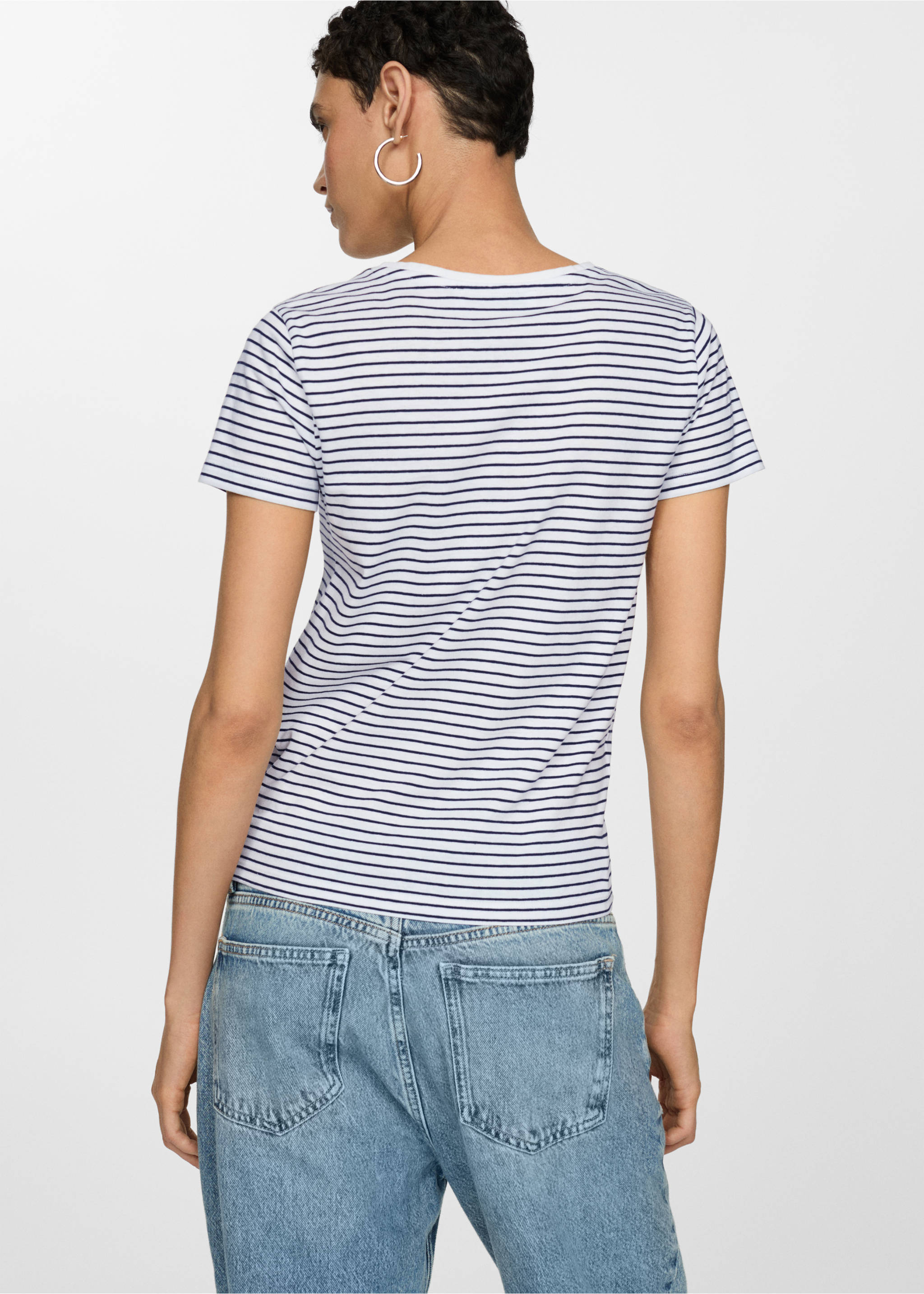 Striped logo T-shirt - Details of the article 1, Navy. Ref: 77010355-00.