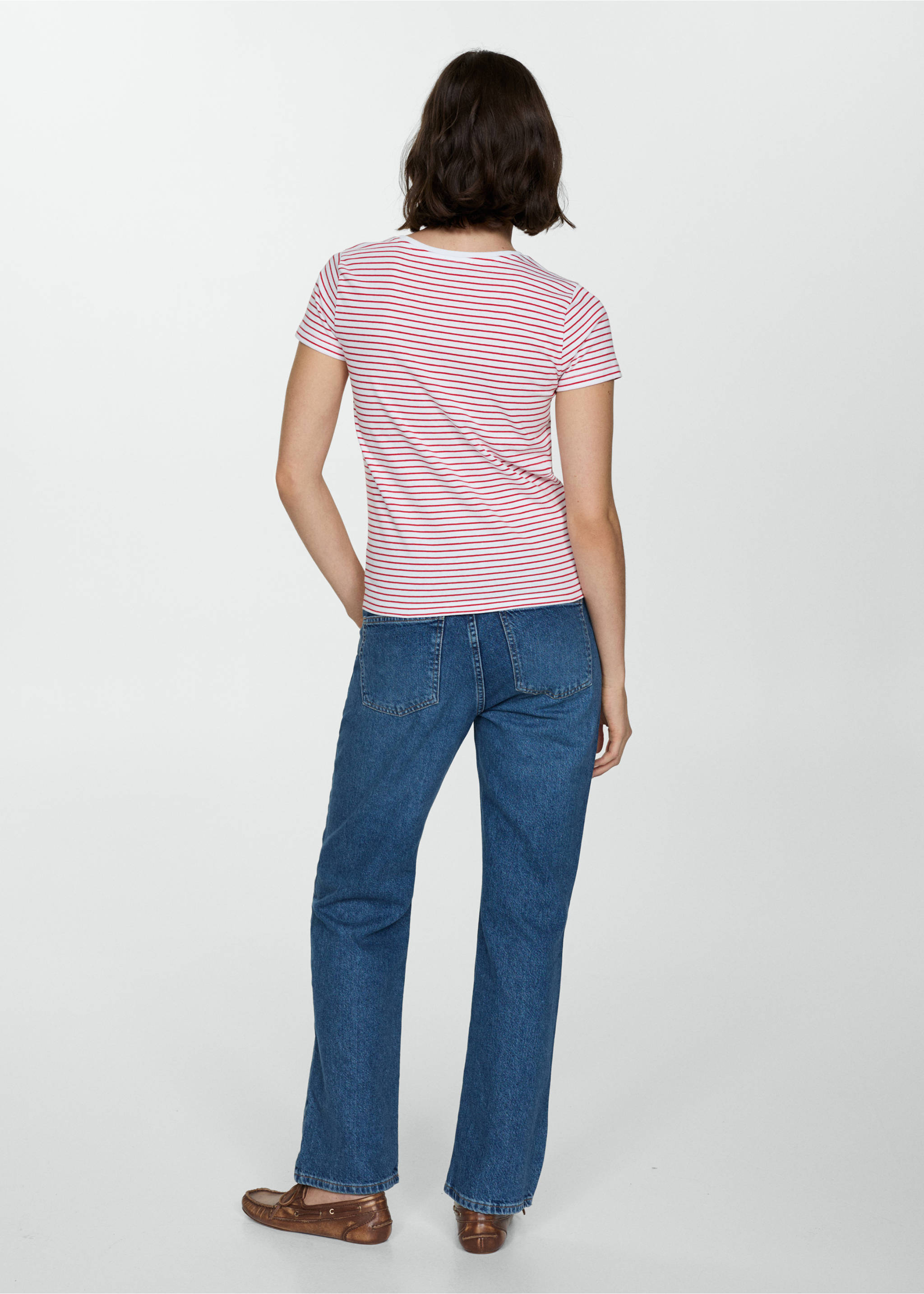 T-shirt rayures logo - Verso de l’article, Rouge. Ref: 77010355-00.