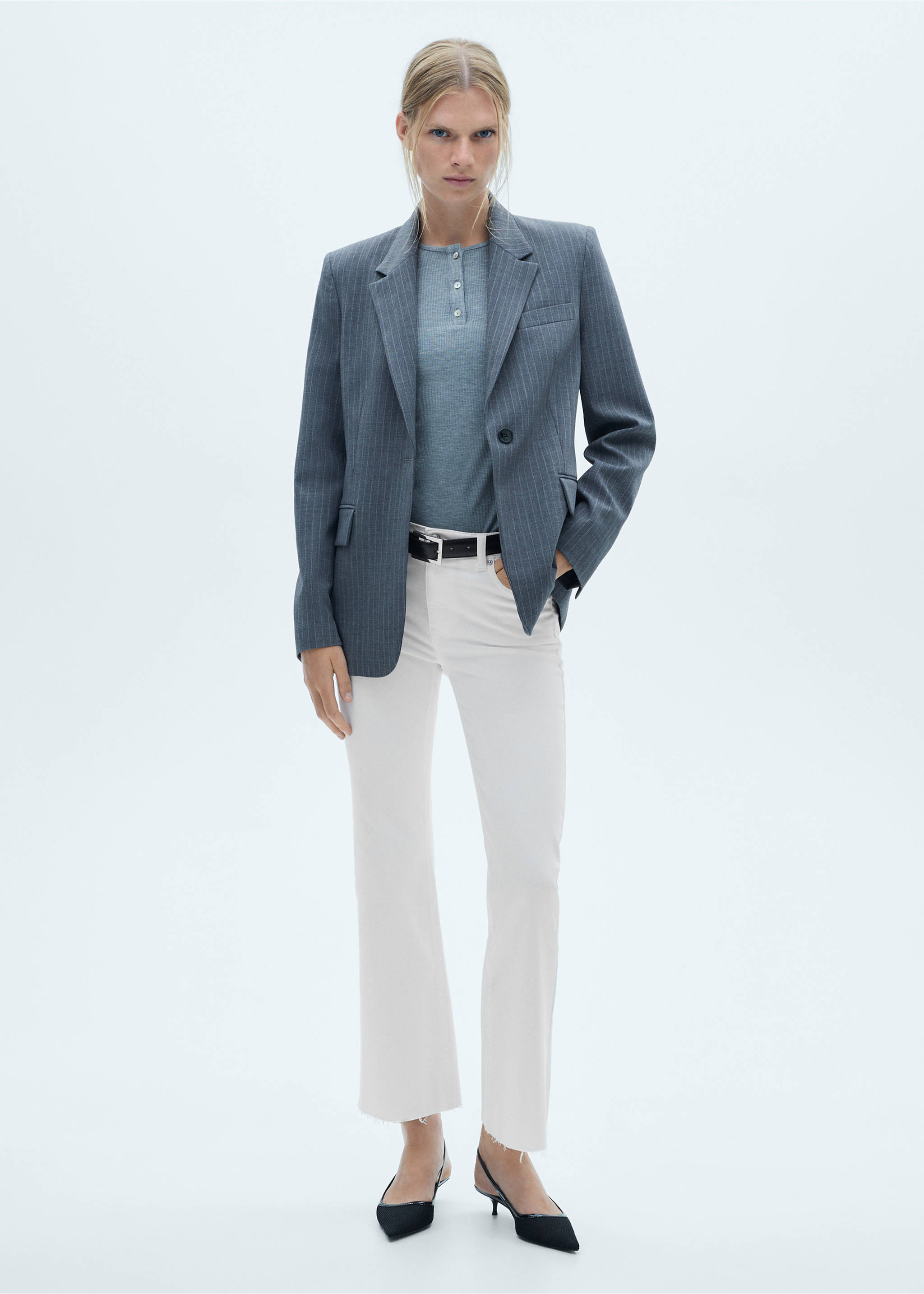 Jeans Sienna flare crop - Plano general, Blanco. Ref: 77010360-00.