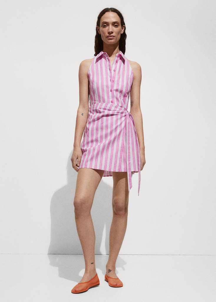 Wrap shirt dress — Pink