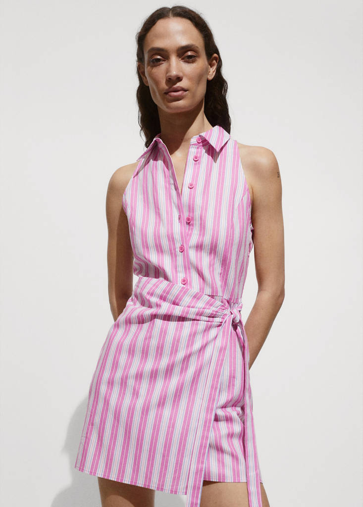Wrap shirt dress — Pink