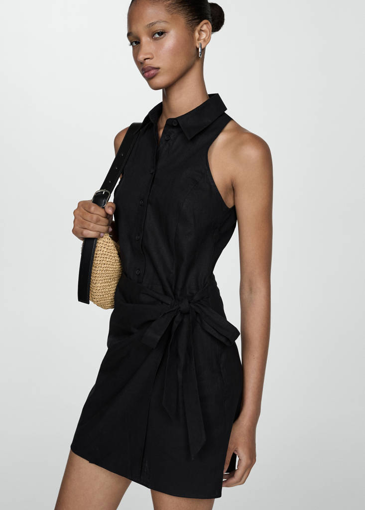 Wrap shirt dress — Black