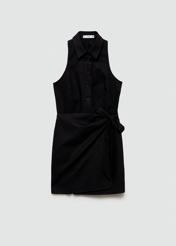 Wrap shirt dress — Black