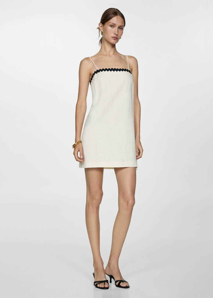 Linen dress with contrasting details — Sand