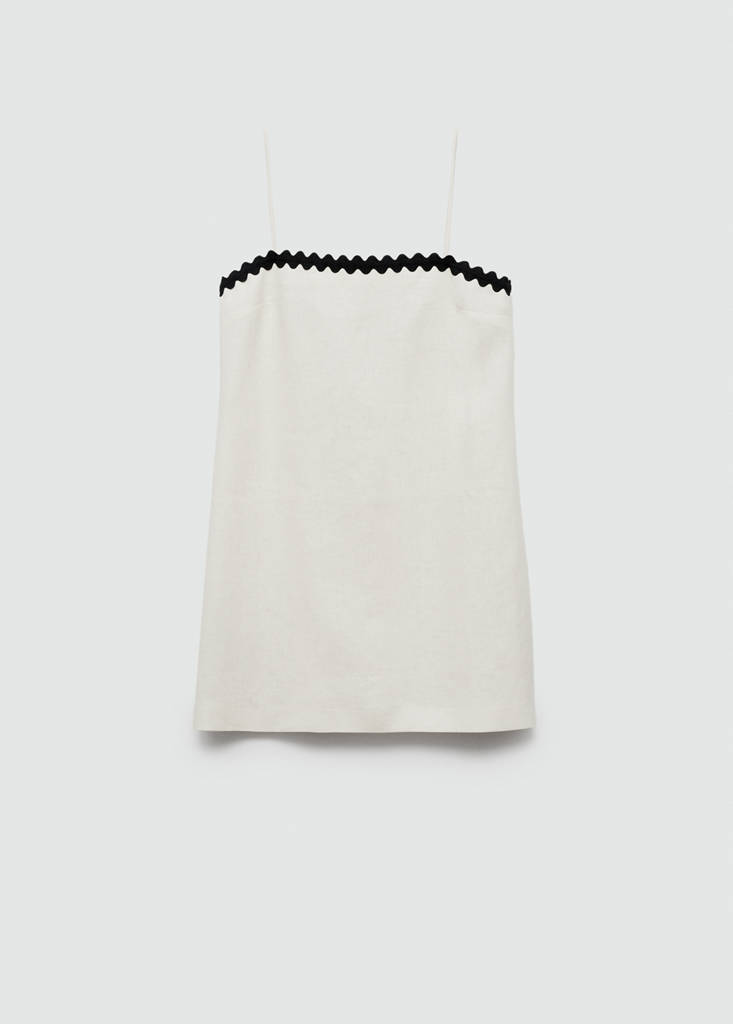 Linen dress with contrasting details — Sand