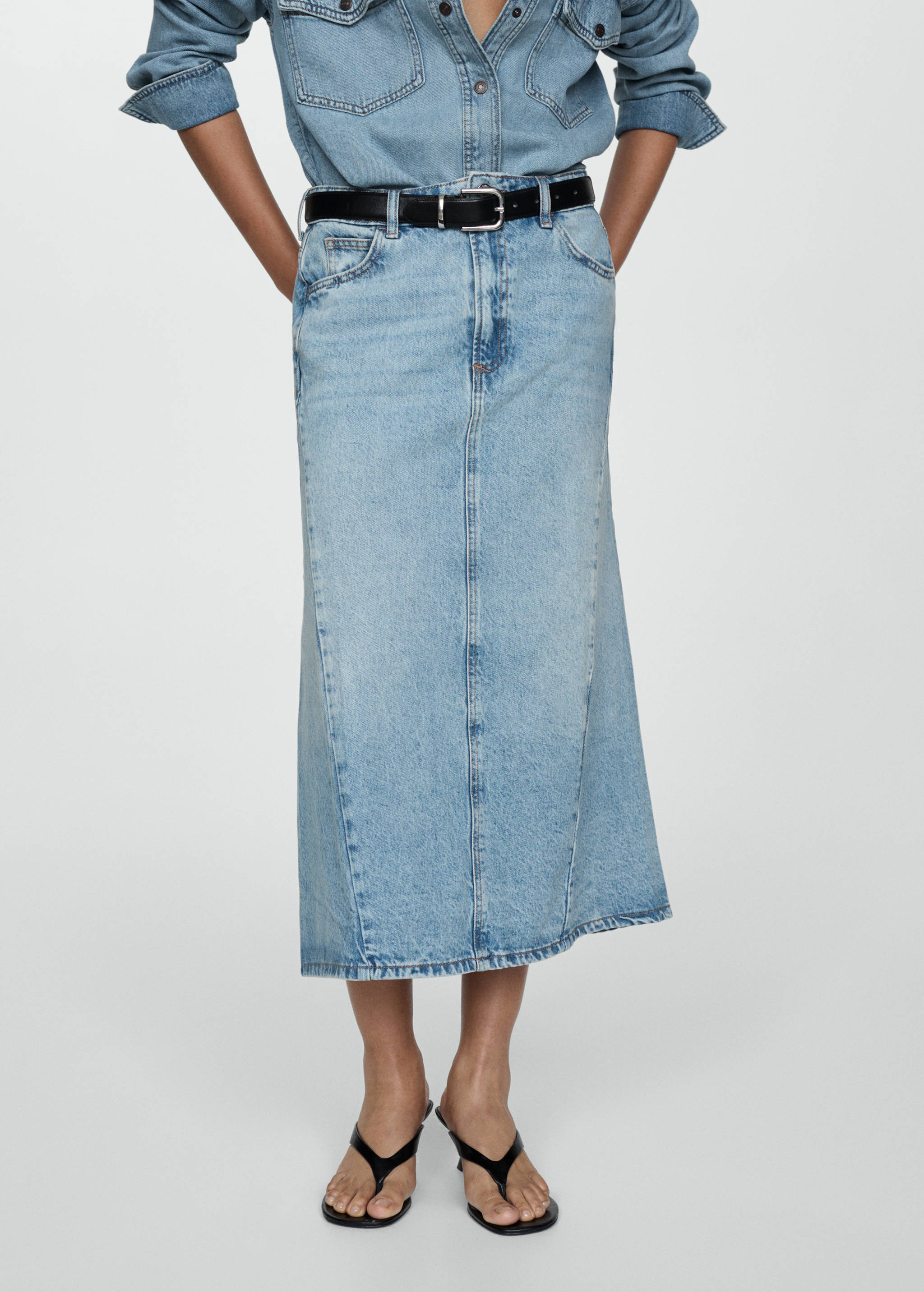 Slit denim skirt - Medium plane