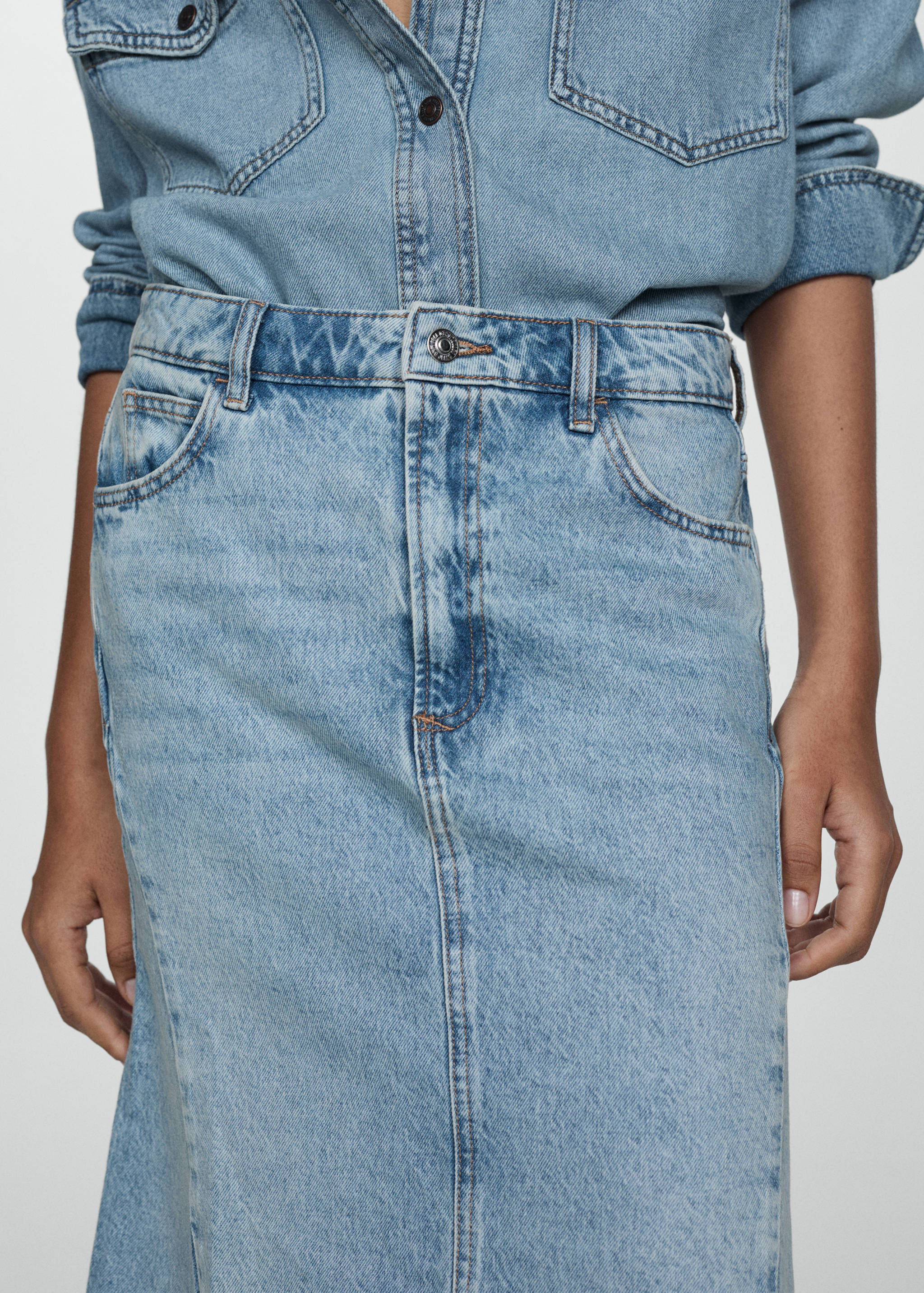 Slit denim skirt - Details of the article 1